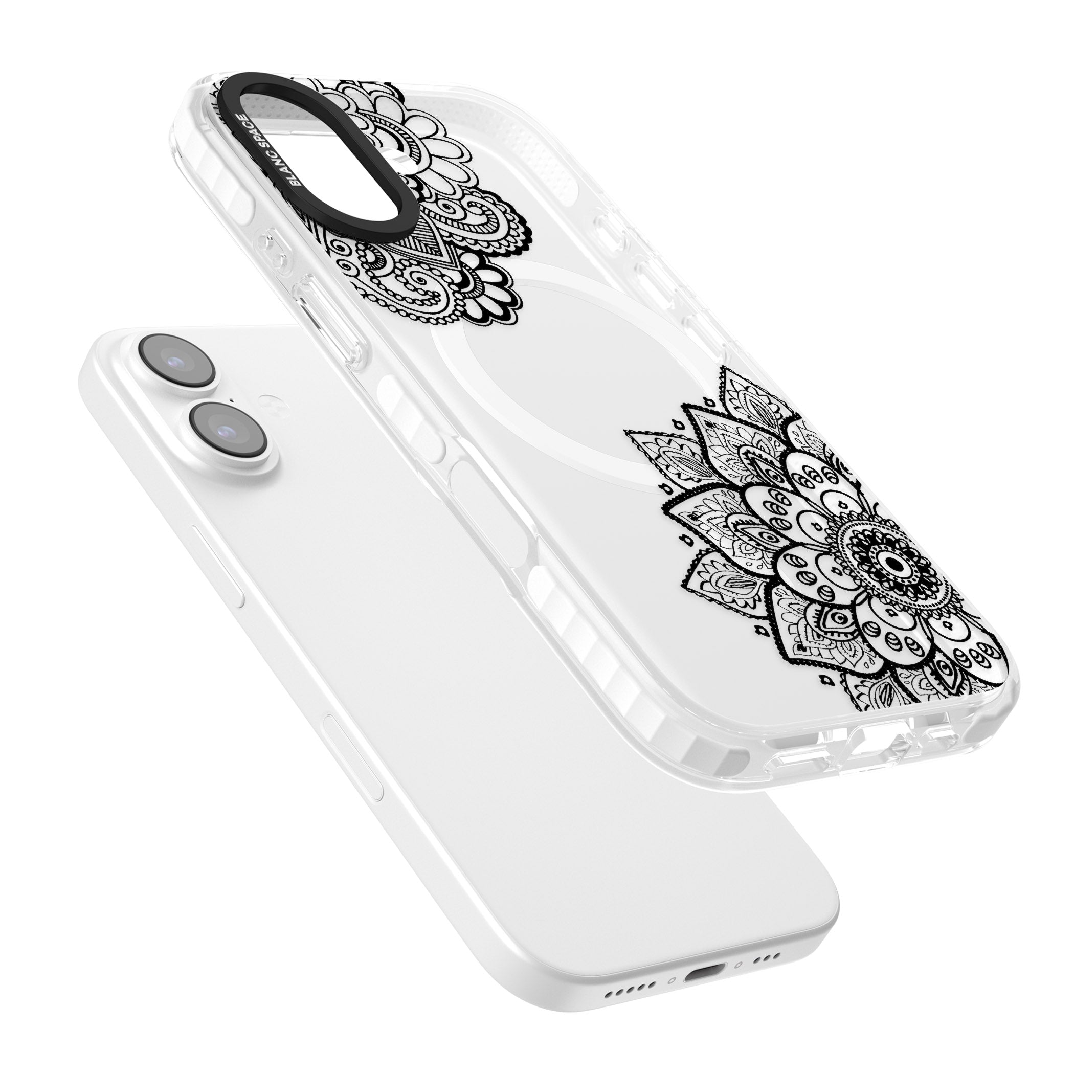 Black Henna Florals iPhone 17 Impact Pro Clear Phone Case Colours