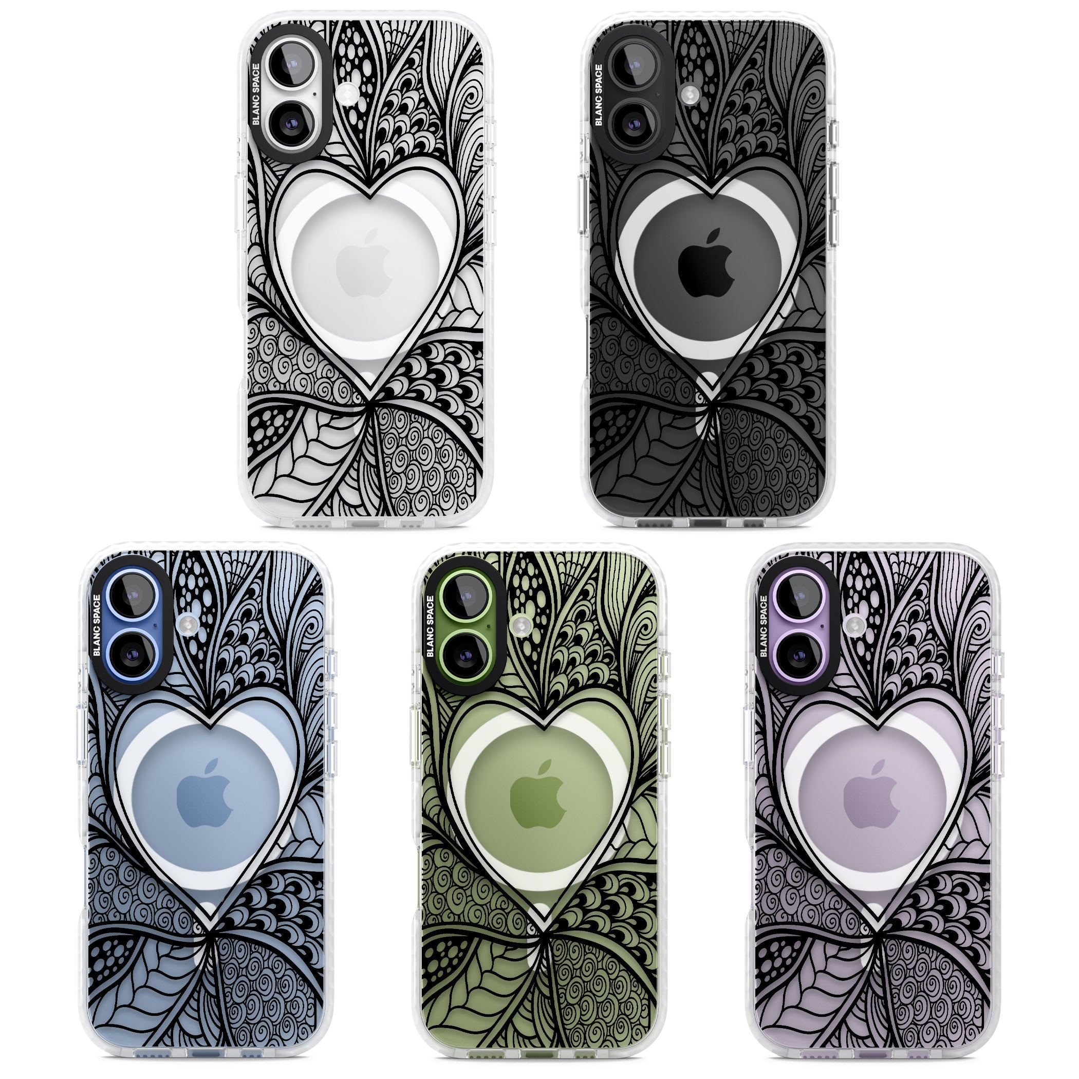 Black Henna Heart iPhone 17 Impact Pro Clear Phone Case APT Impact Protection