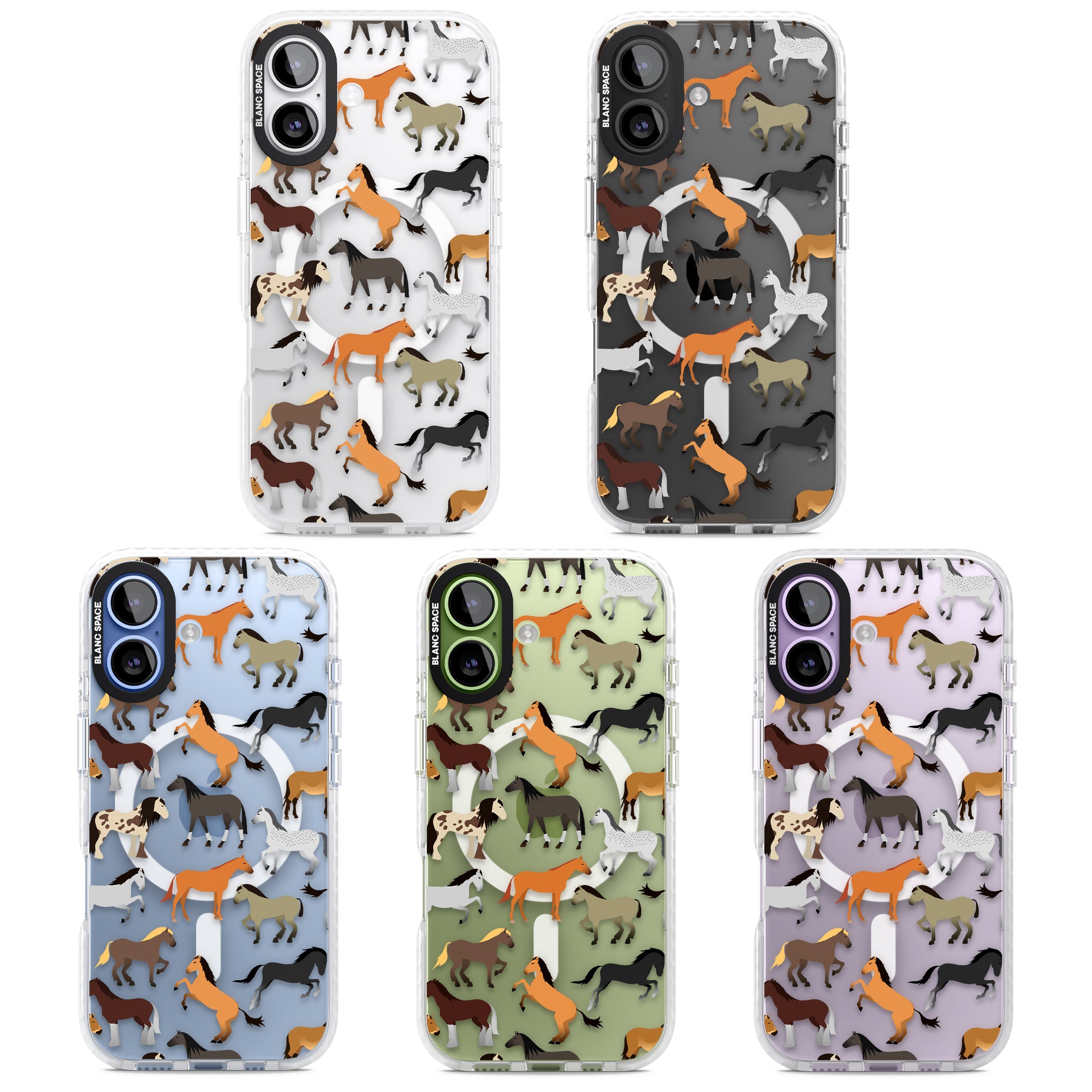 Horse Pattern iPhone 17 Impact Pro Clear Phone Case APT Impact Protection