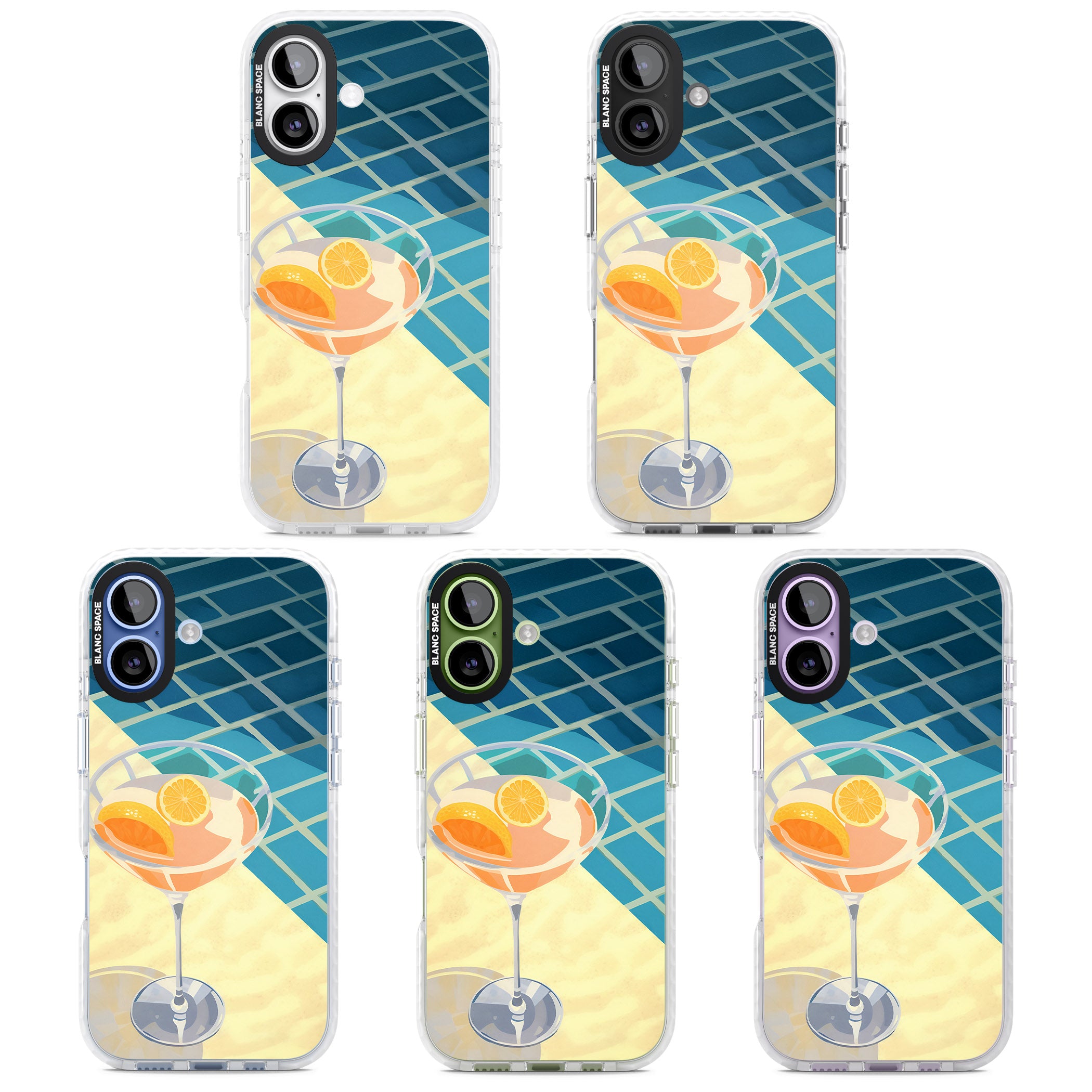 Poolside Citrus Cocktail iPhone 17 Impact Pro Clear Phone Case APT Impact Protection