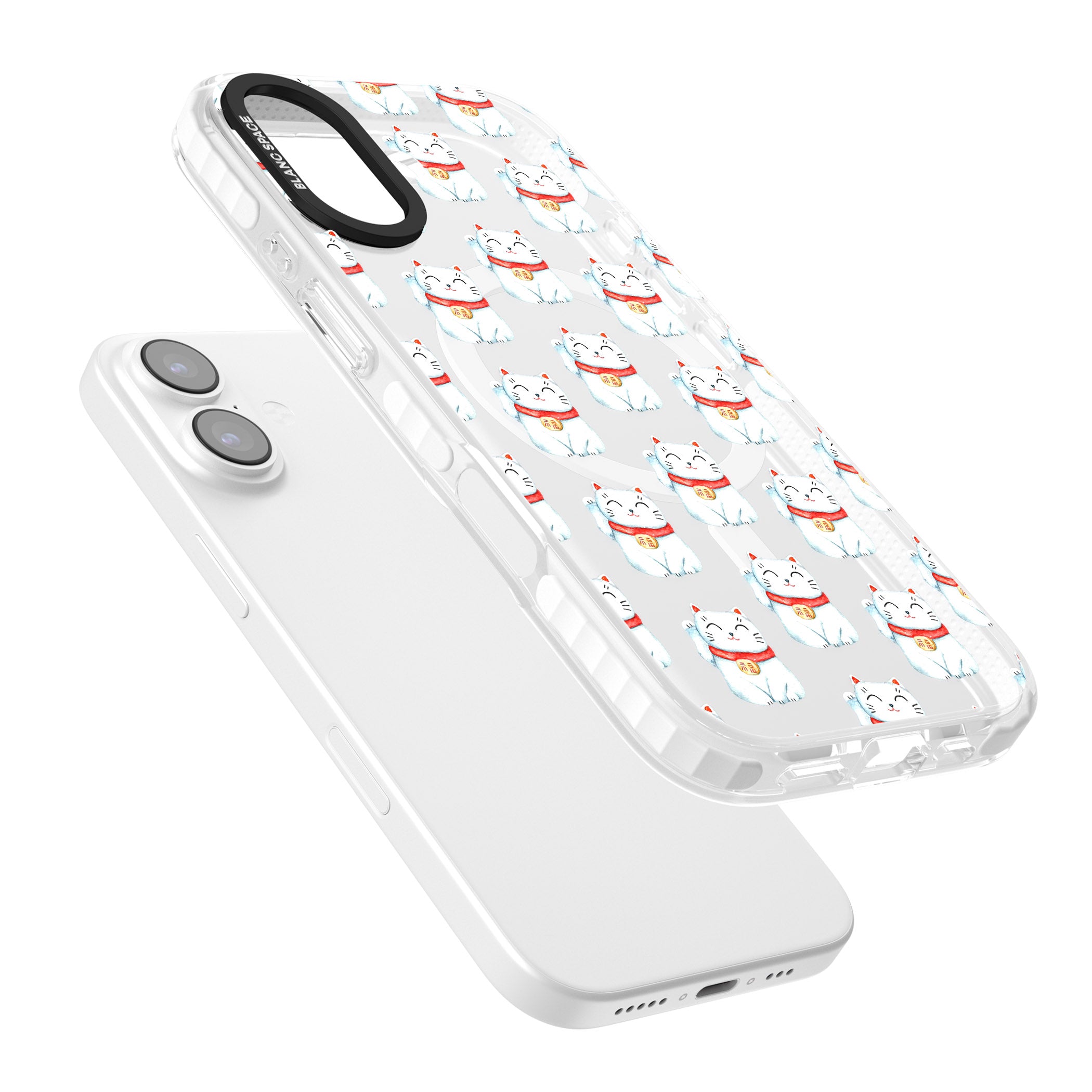 Lucky Cat Pattern iPhone 17 Impact Pro Clear Phone Case Colours