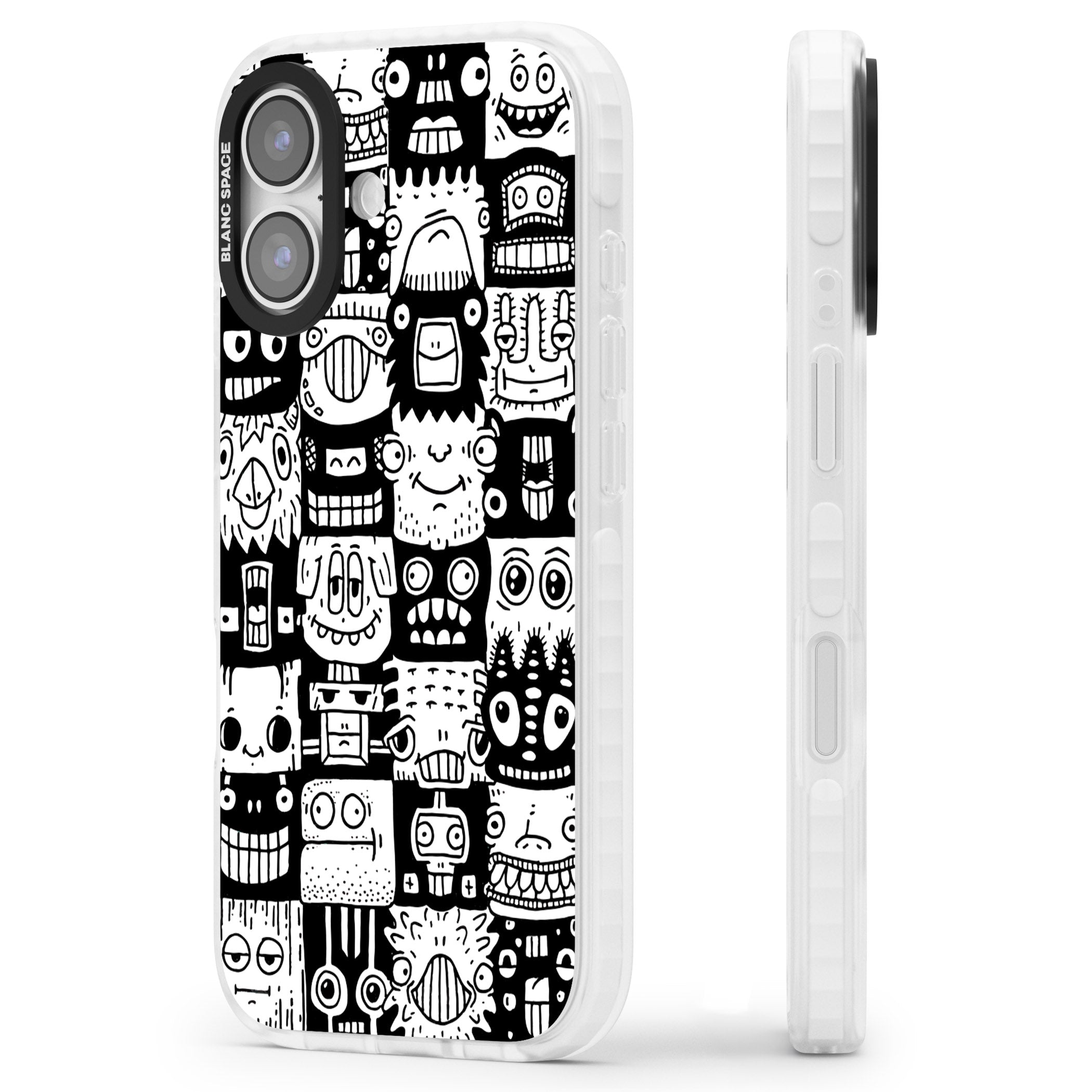Checkerboard Heads iPhone 17 Impact Pro Clear Phone Case Side Profile