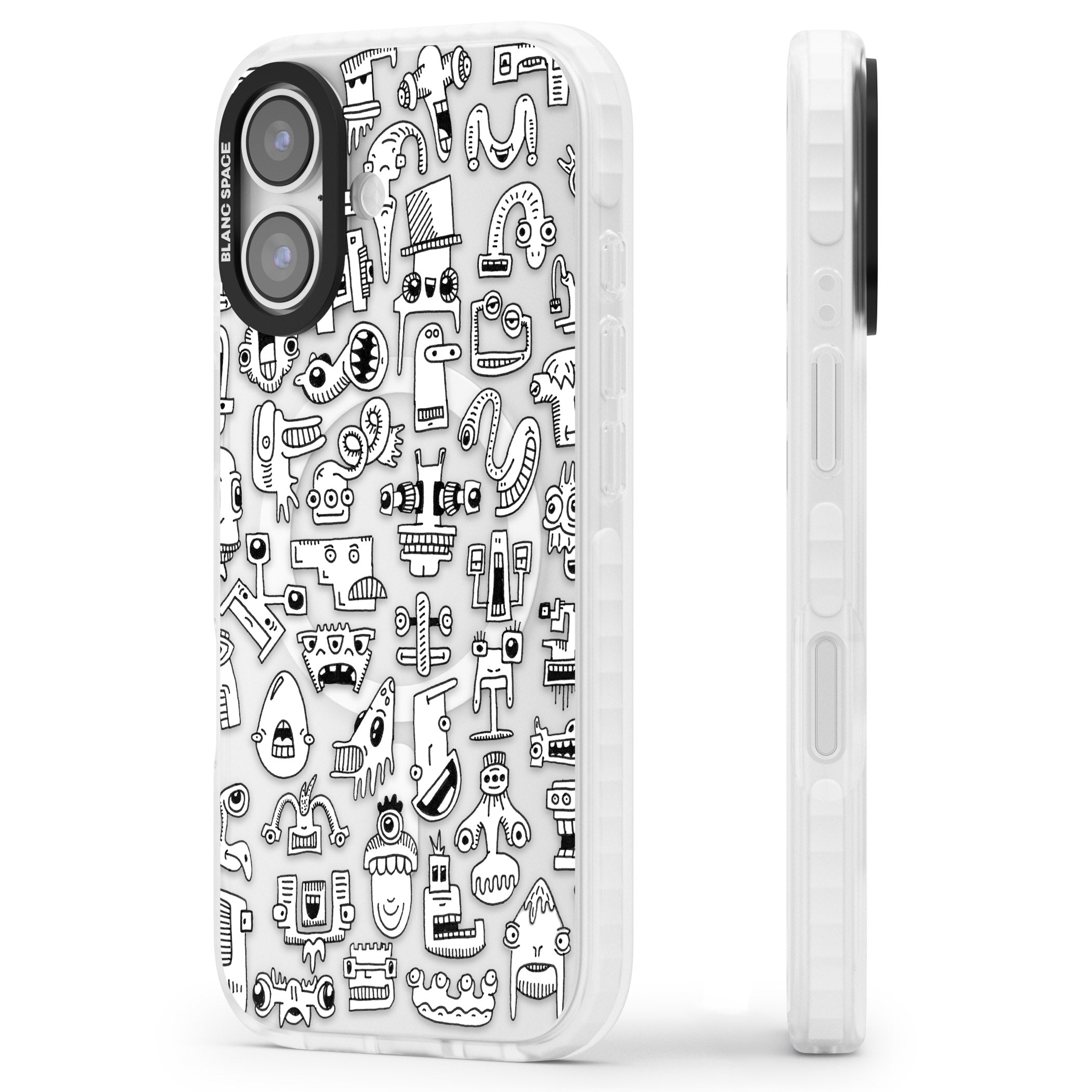 Weird Friends iPhone 17 Impact Pro Clear Phone Case Side Profile