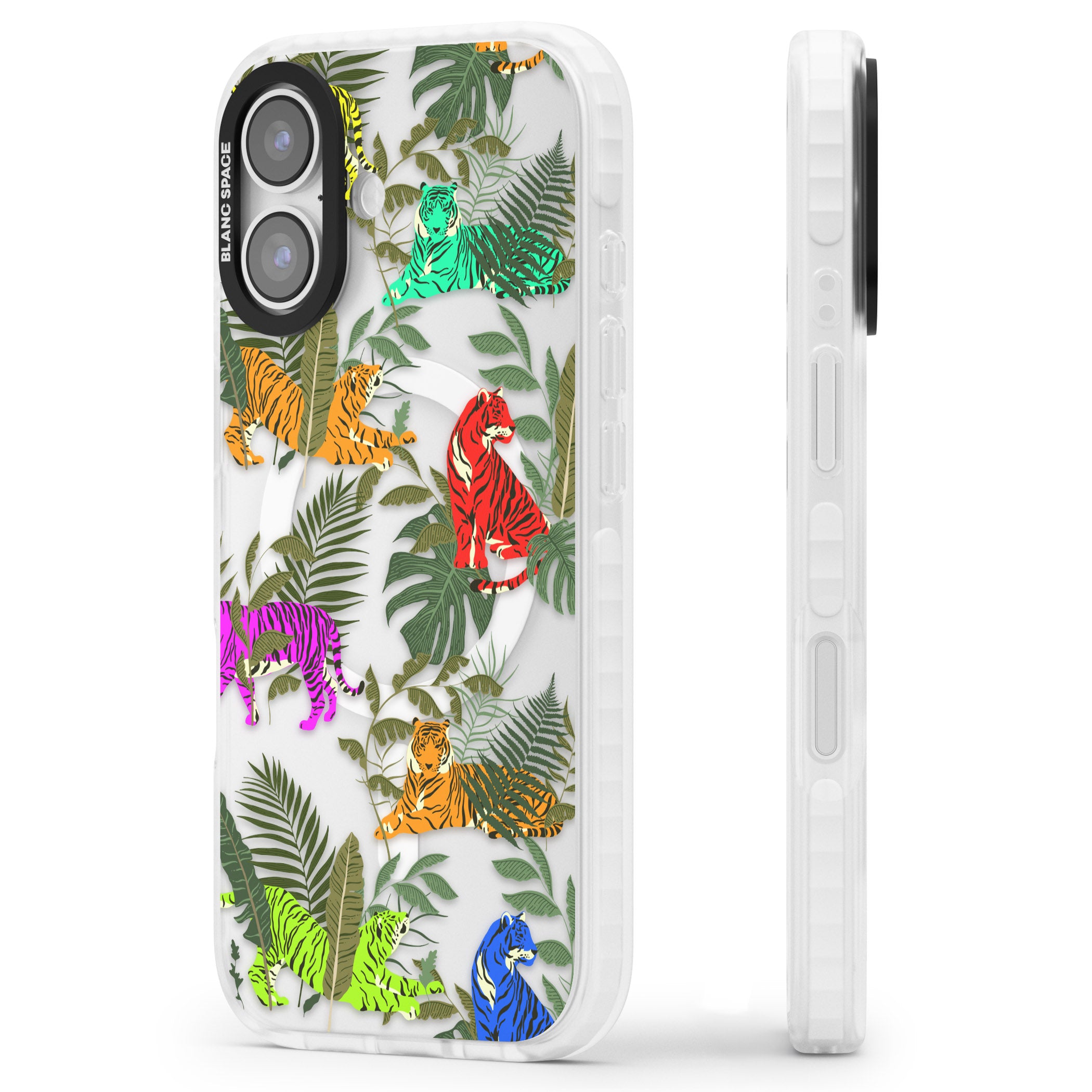 Colorful Jungle Tiger iPhone 17 Impact Pro Clear Phone Case Side Profile