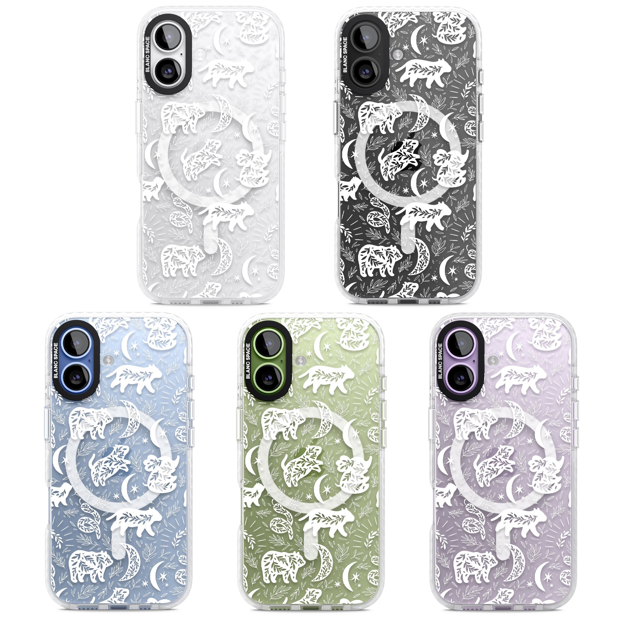 Forest Animal Silhouettes: White/Clear iPhone 17 Impact Pro Clear Phone Case APT Impact Protection