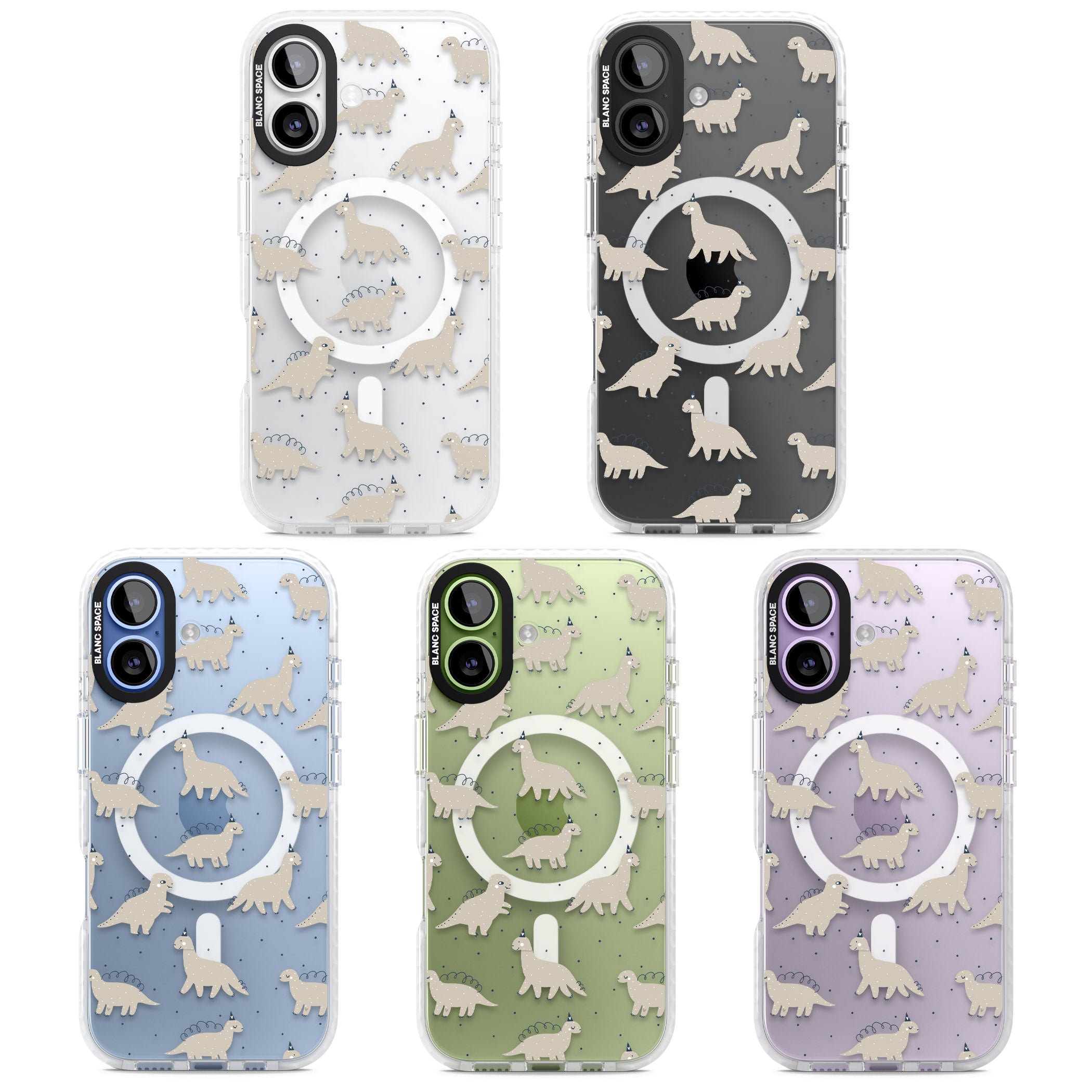 Adorable Dino Pattern iPhone 17 Impact Pro Clear Phone Case APT Impact Protection
