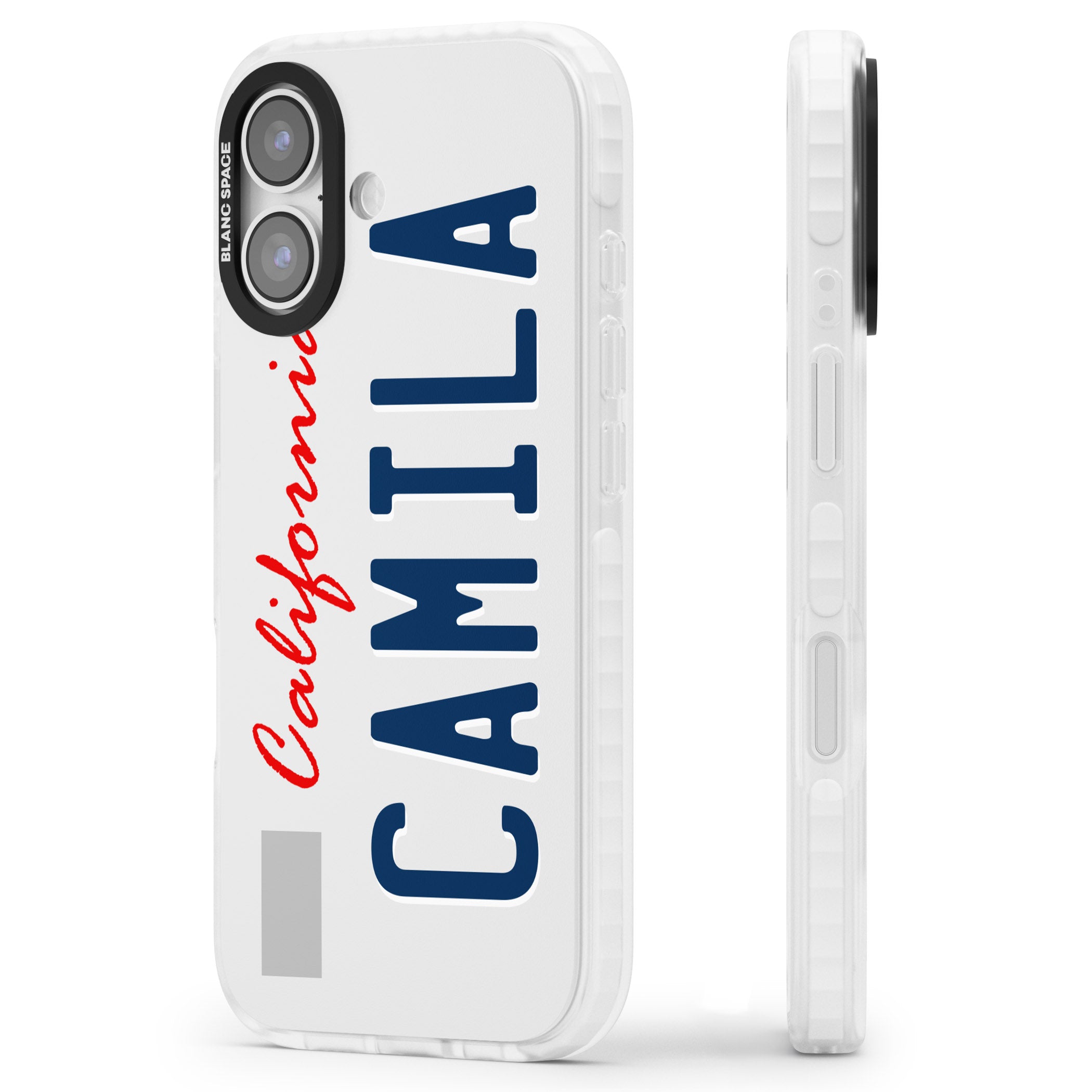 Personalised California License Plate iPhone 17 Impact Pro Clear Phone Case Side Profile