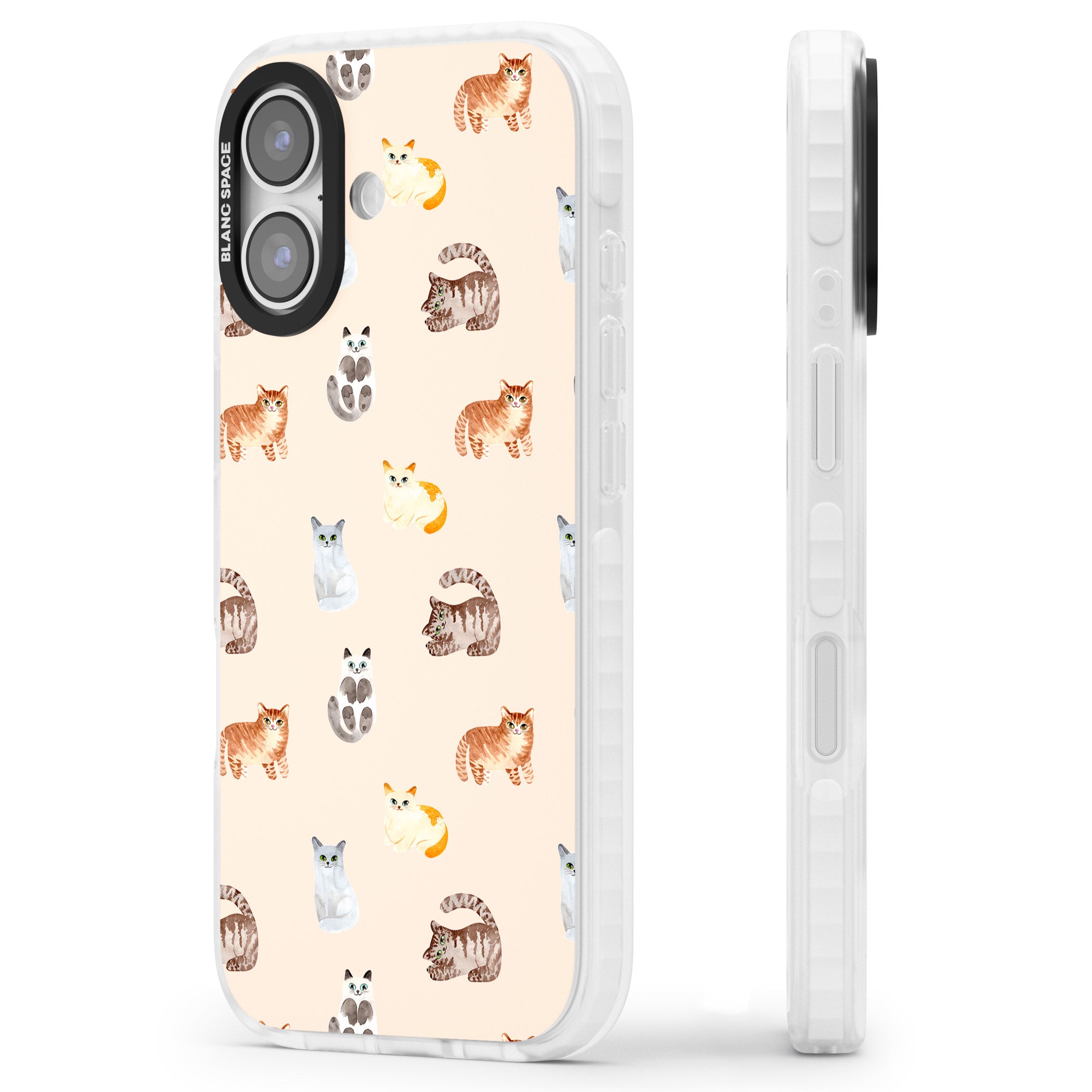 Cute Cat Parade iPhone 17 Impact Pro Clear Phone Case Side Profile