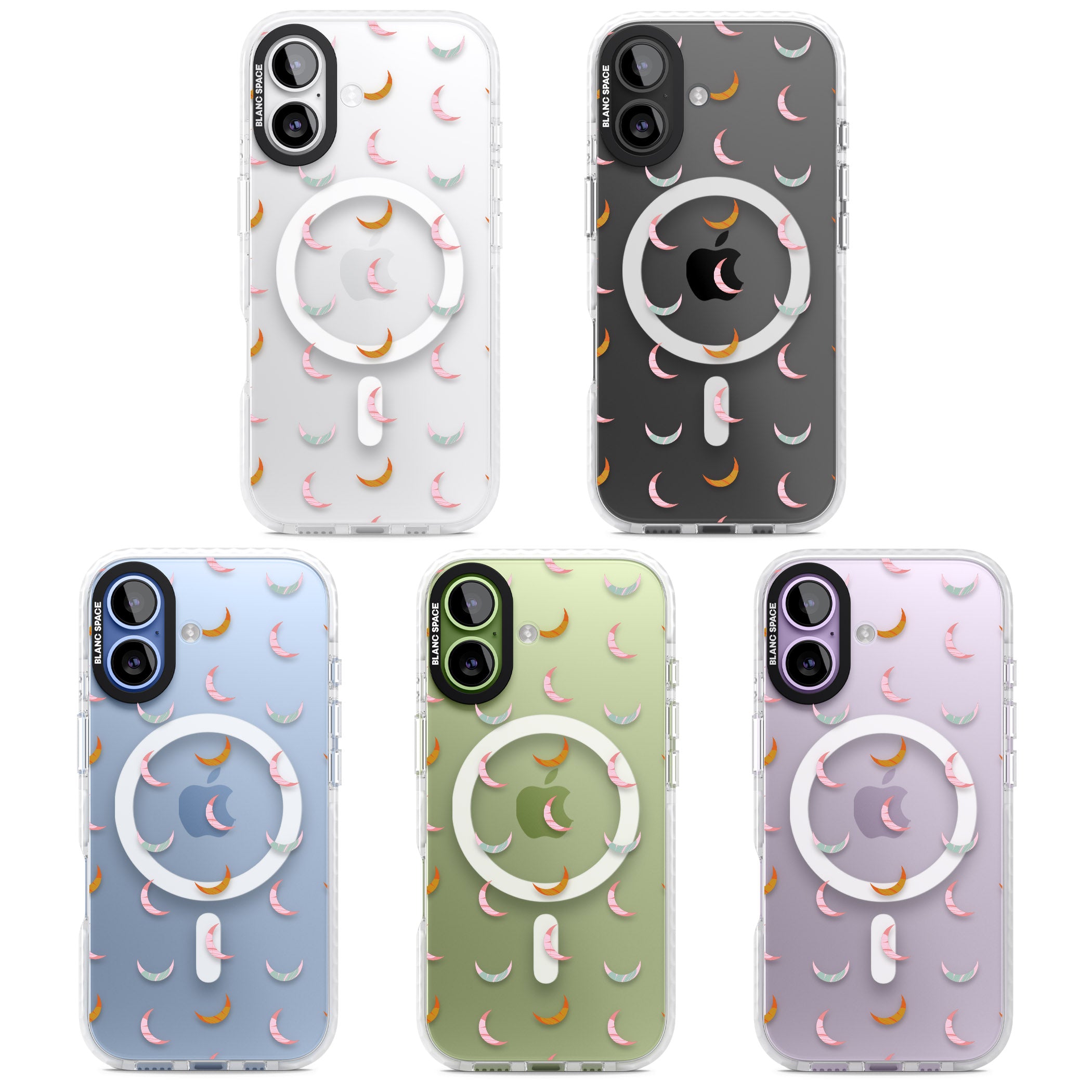 Colourful Crescent Moons iPhone 17 Impact Pro Clear Phone Case APT Impact Protection