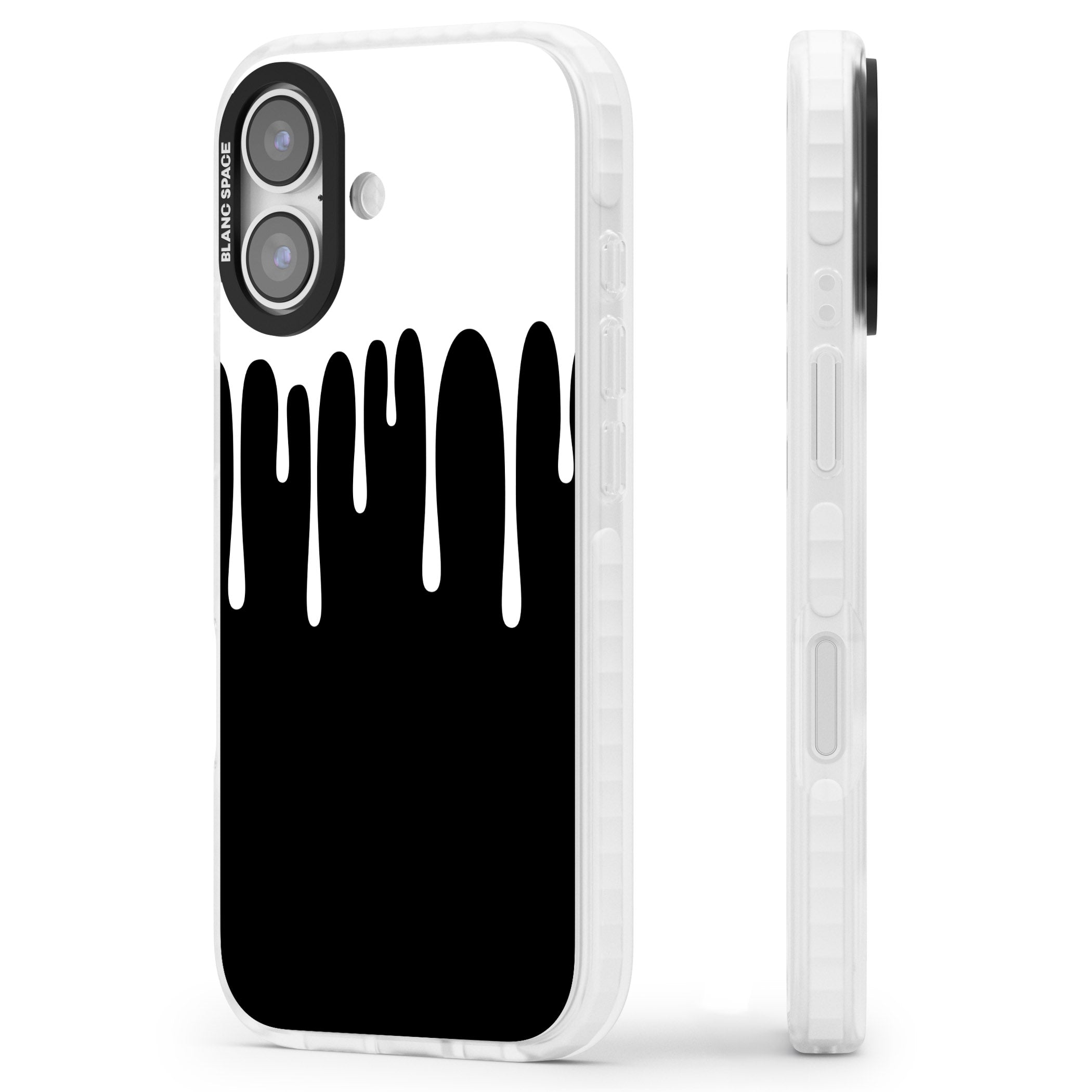 Melted Effect: White & Black iPhone 17 Impact Pro Clear Phone Case Side Profile