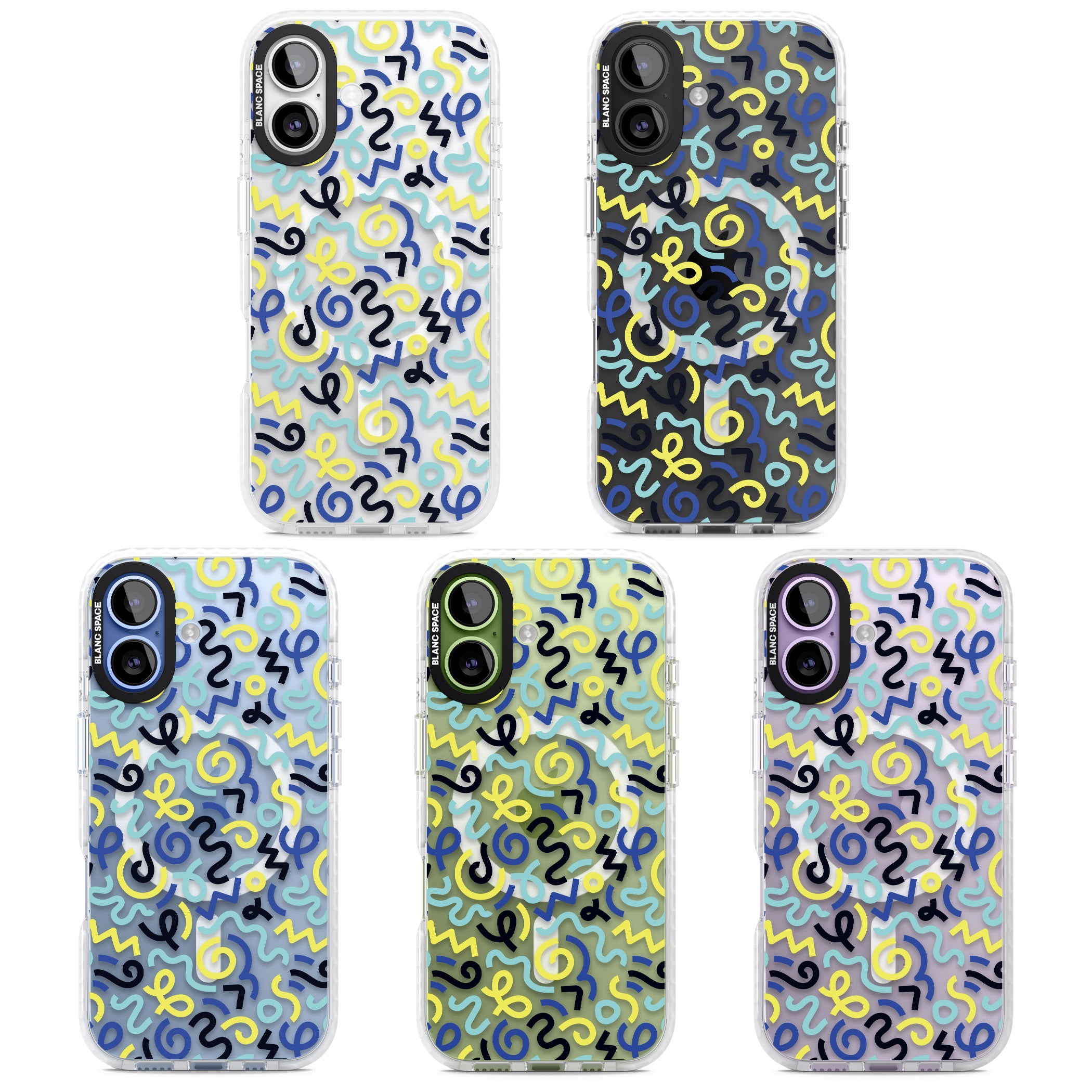 Blue & Yellow Memphis Retro iPhone 17 Impact Pro Clear Phone Case APT Impact Protection