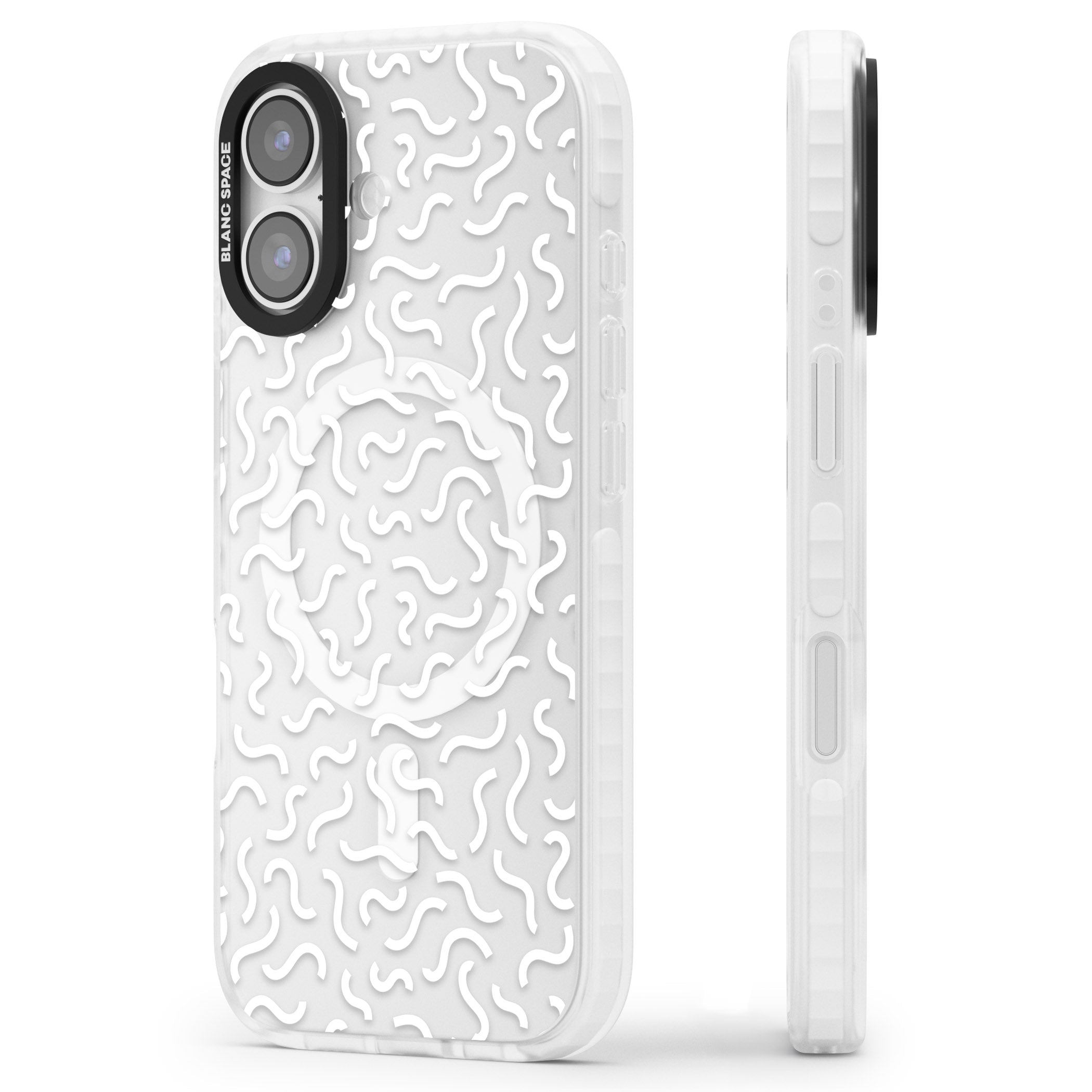 Black & White Wavy Pattern iPhone 17 Impact Pro Clear Phone Case Side Profile