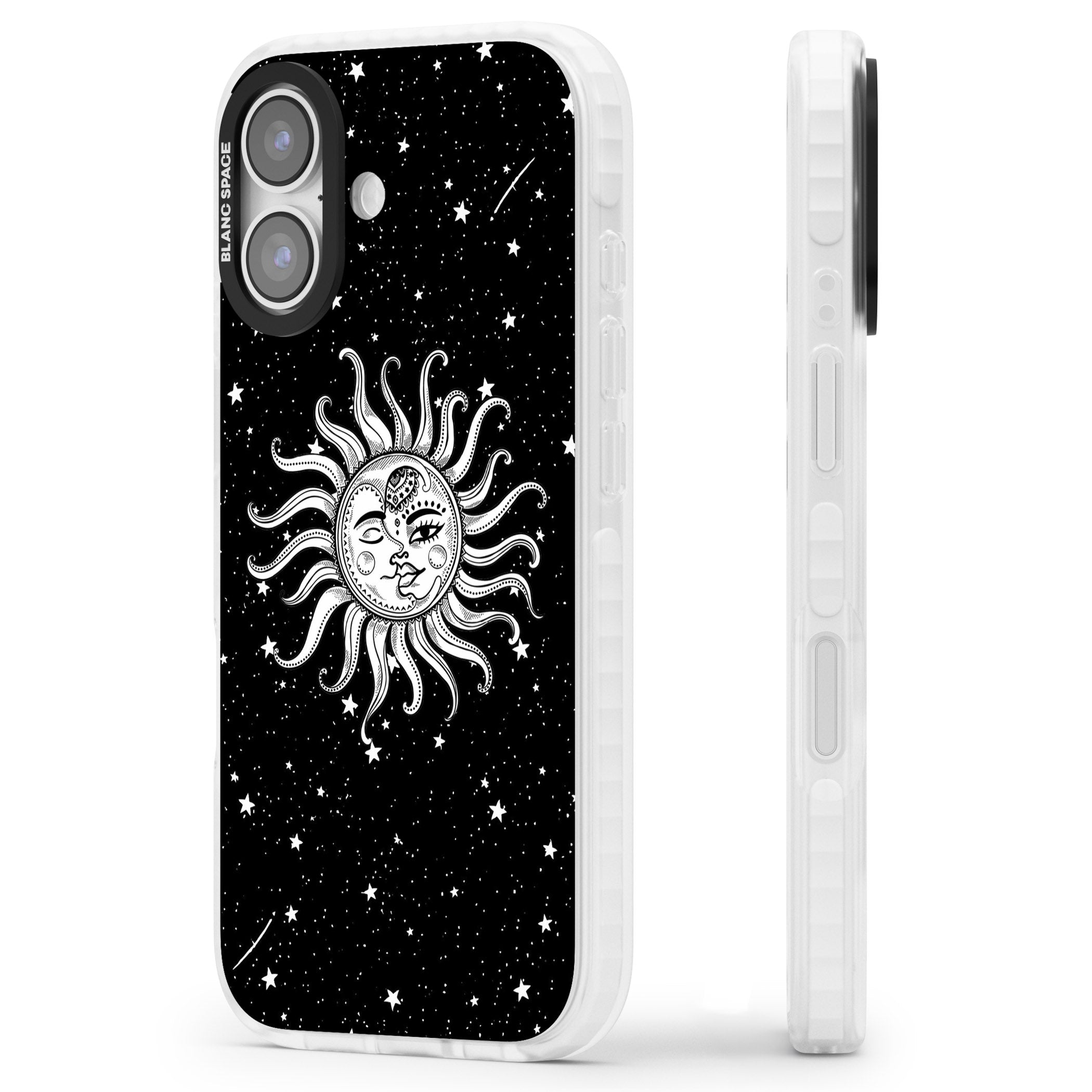Mystic Sun Moon iPhone 17 Impact Pro Clear Phone Case Side Profile
