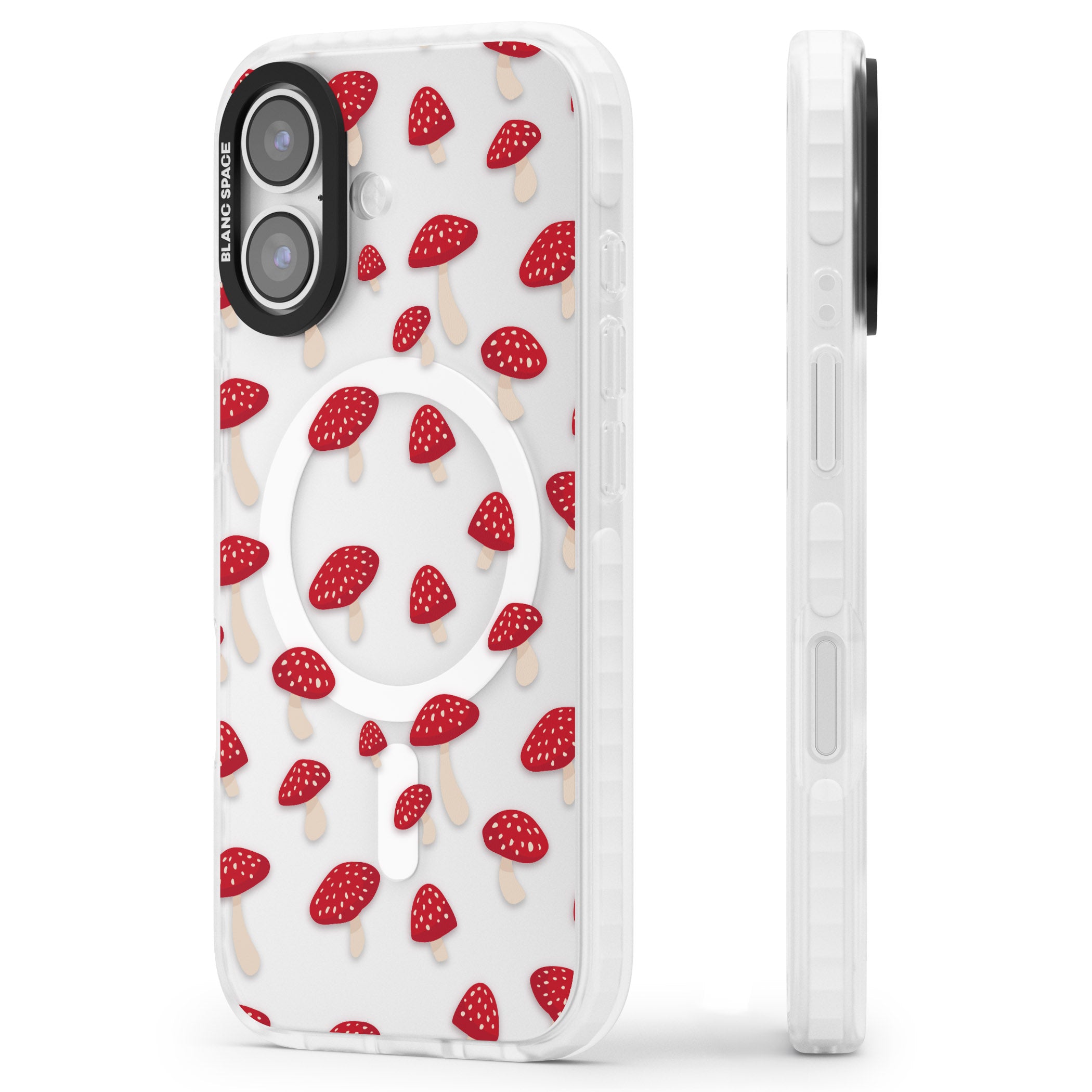 Magical Mushroom Pattern iPhone 17 Impact Pro Clear Phone Case Side Profile