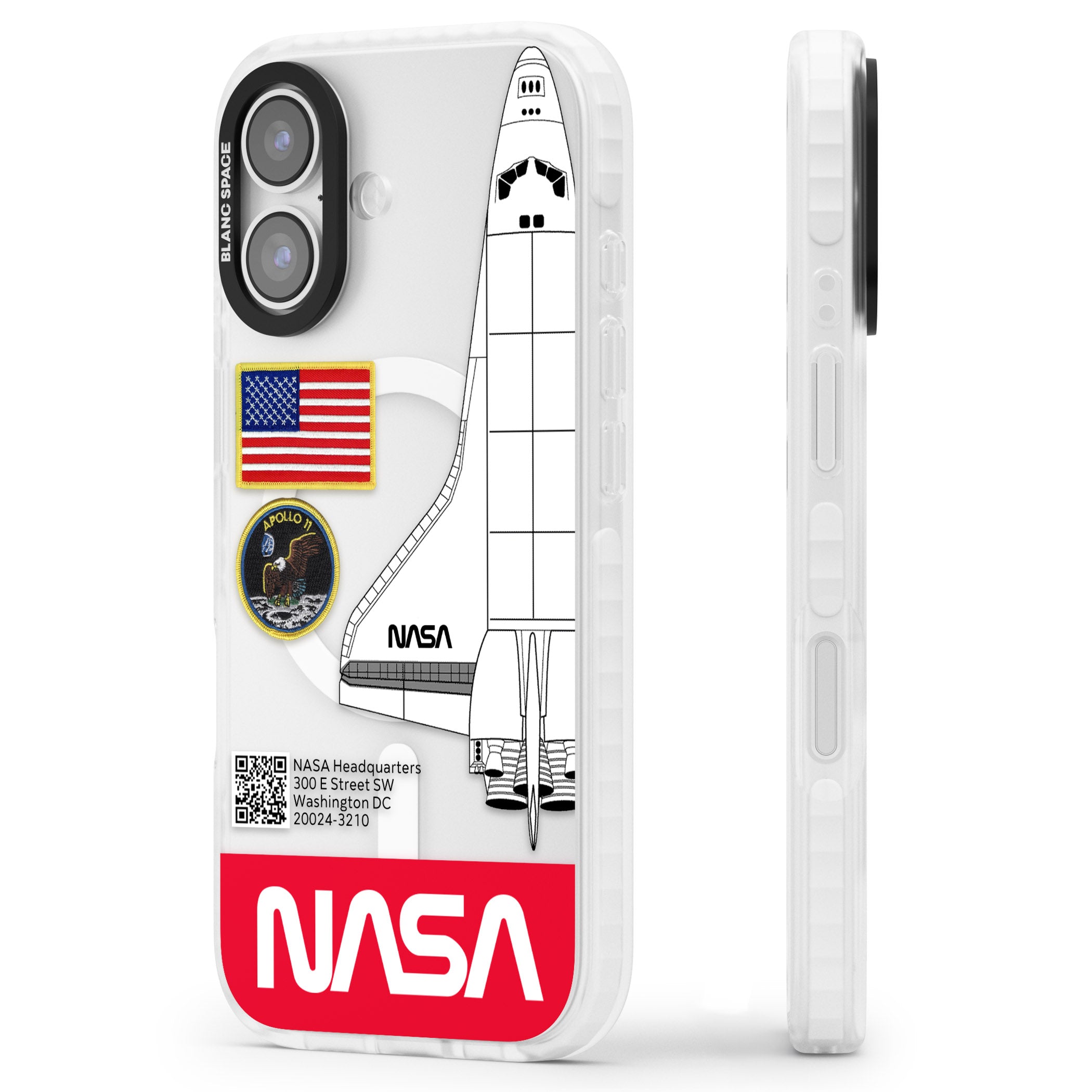 Nasa Apollo 11 iPhone 17 Impact Pro Clear Phone Case Side Profile