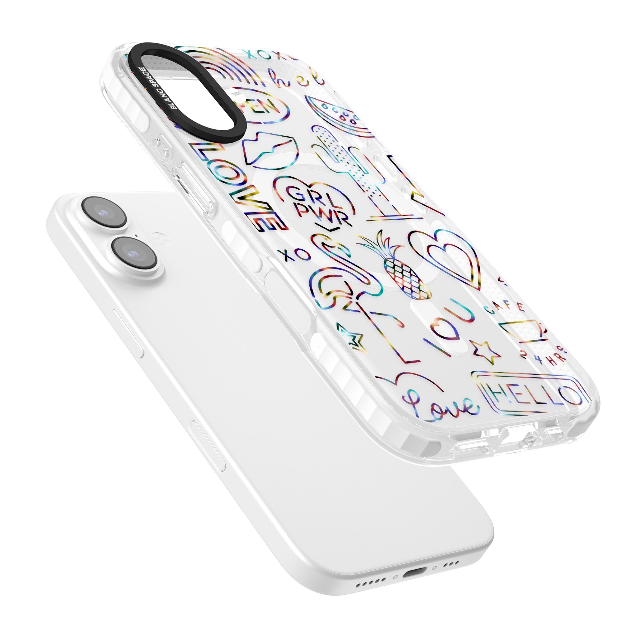 Funky Nebula Neon Sign iPhone 17 Impact Pro Clear Phone Case Colours