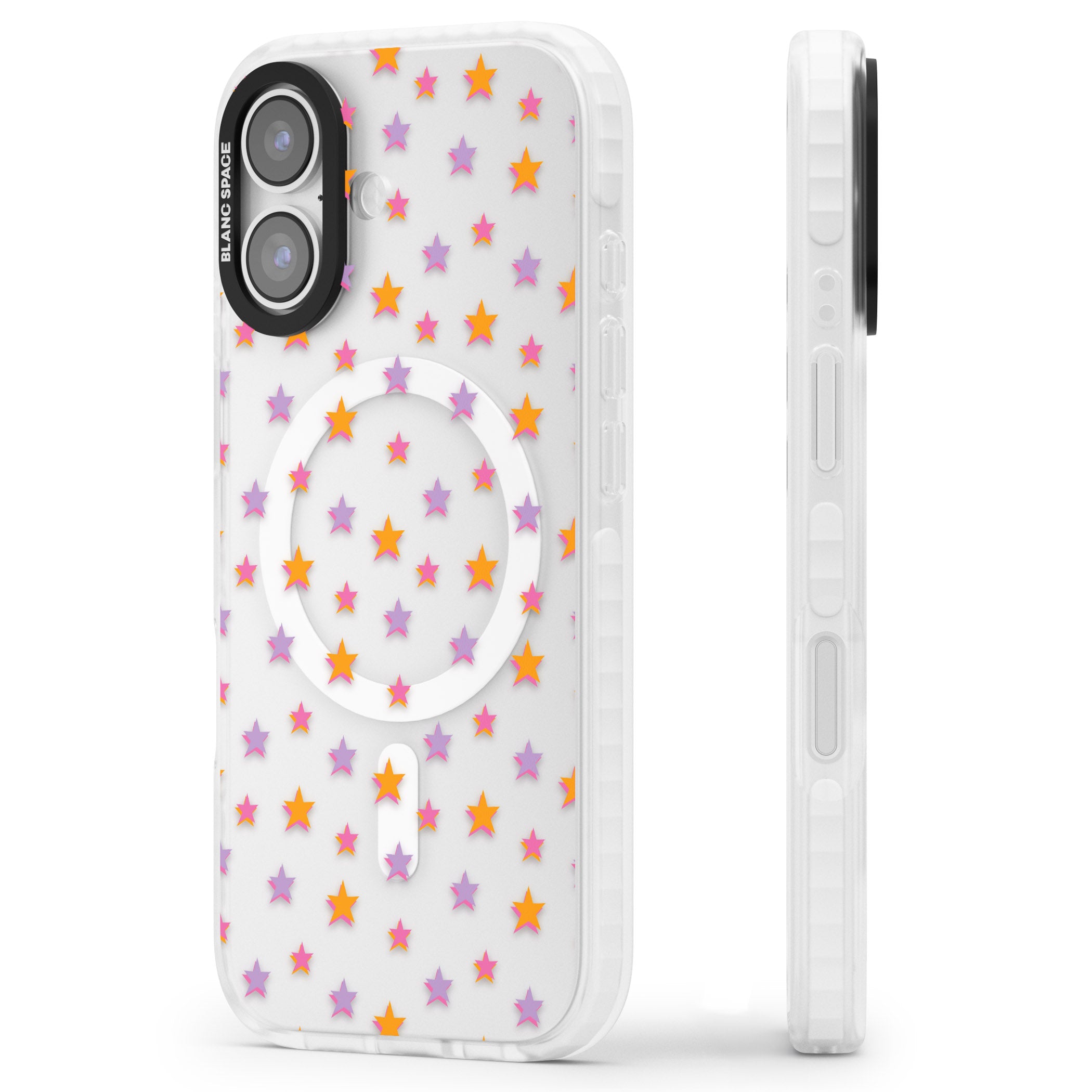 Spangling Stars Pattern iPhone 17 Impact Pro Clear Phone Case Side Profile
