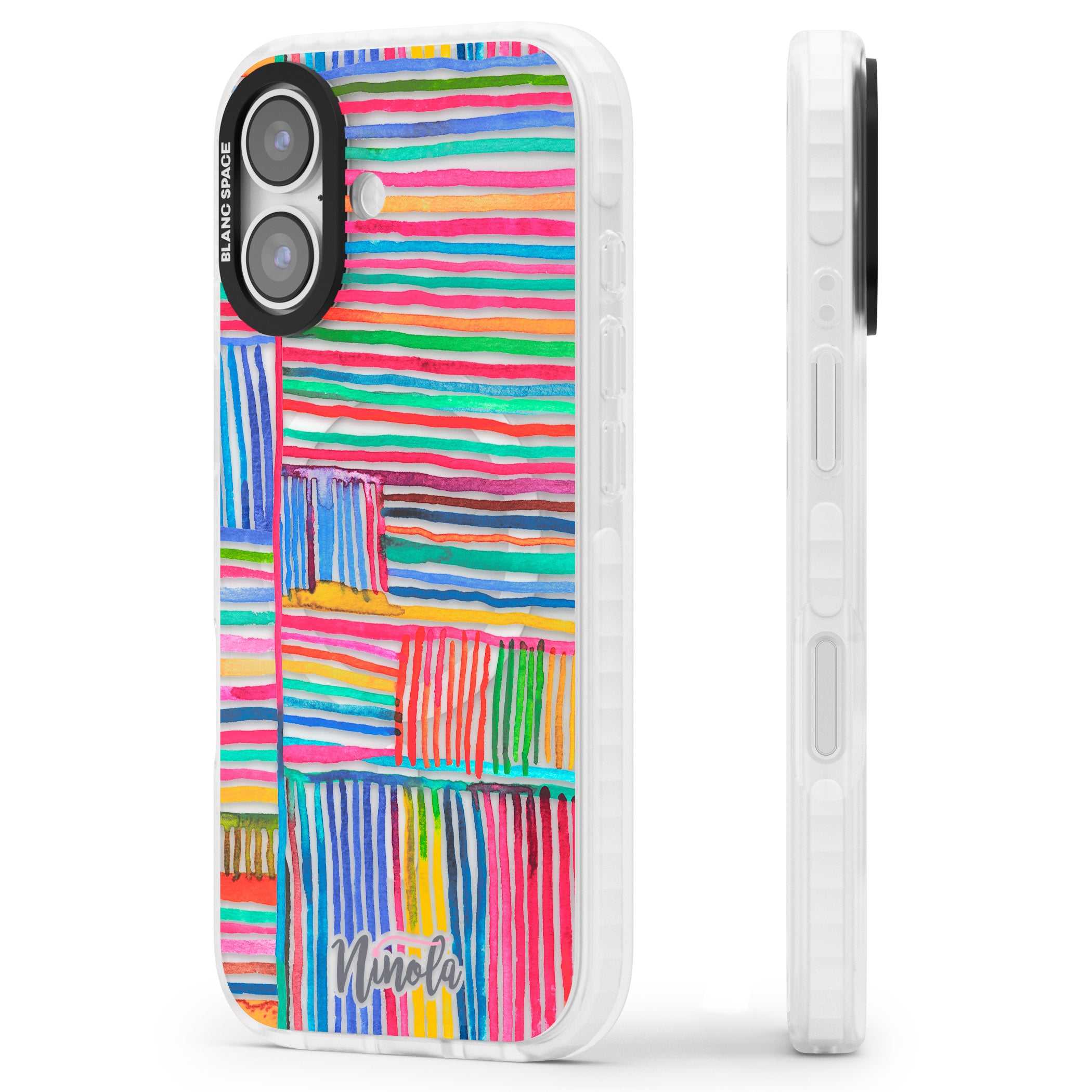Vibrant Watercolor Lines iPhone 17 Impact Pro Clear Phone Case Side Profile
