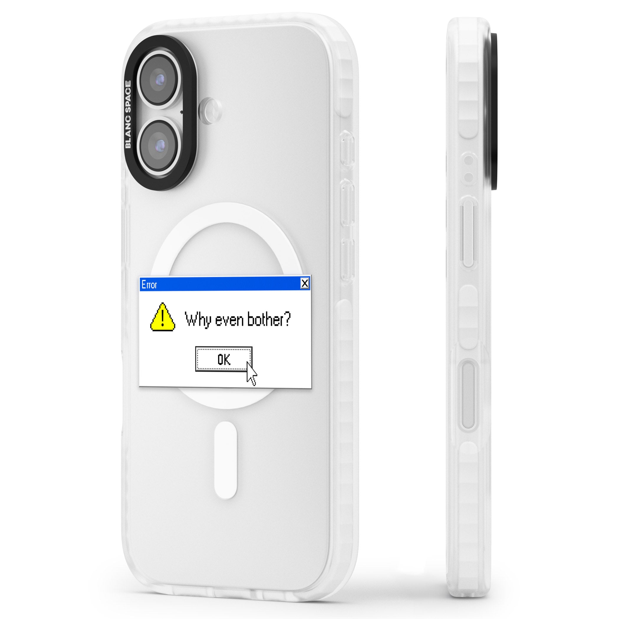 Why Even Bother Exe iPhone 17 Impact Pro Clear Phone Case Side Profile
