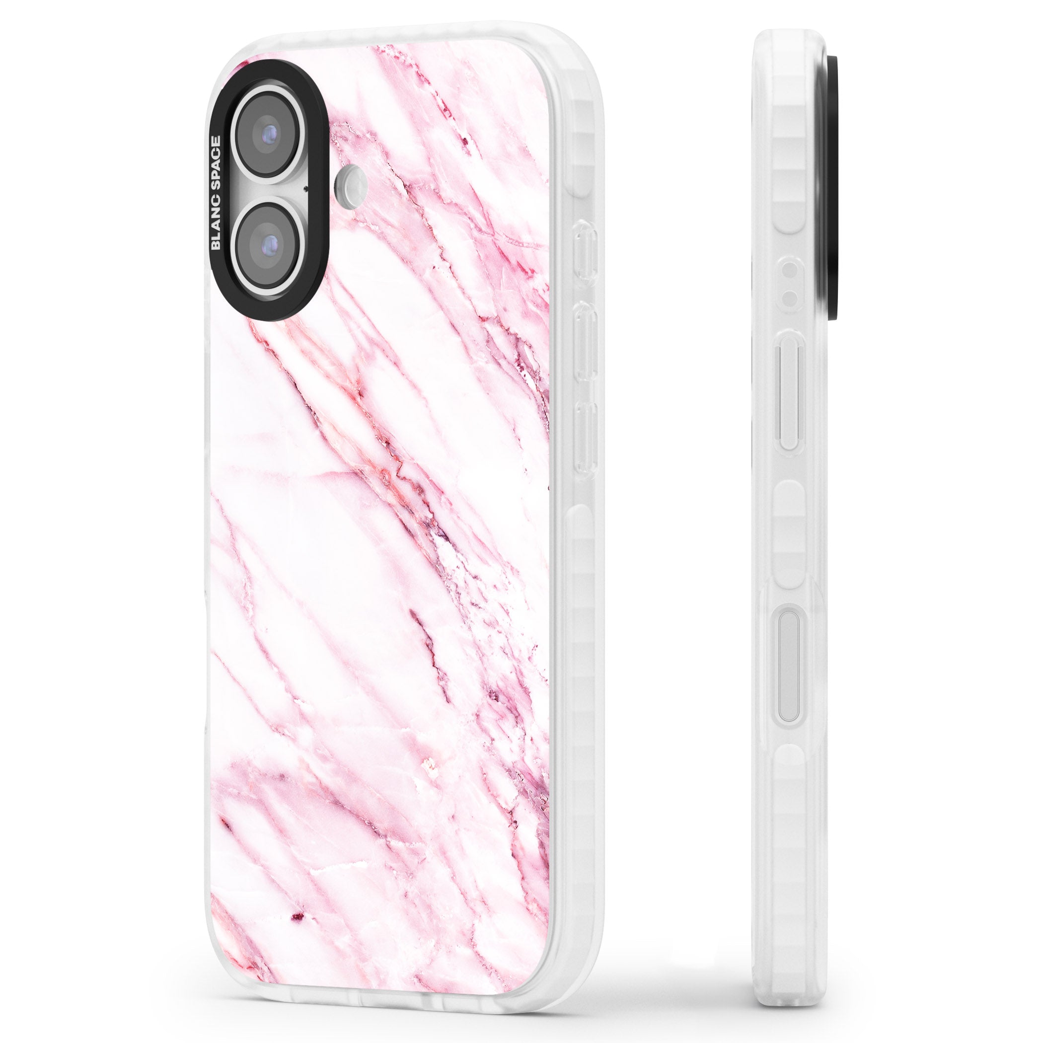 White Pink Onyx Marble iPhone 17 Impact Pro Clear Phone Case Side Profile