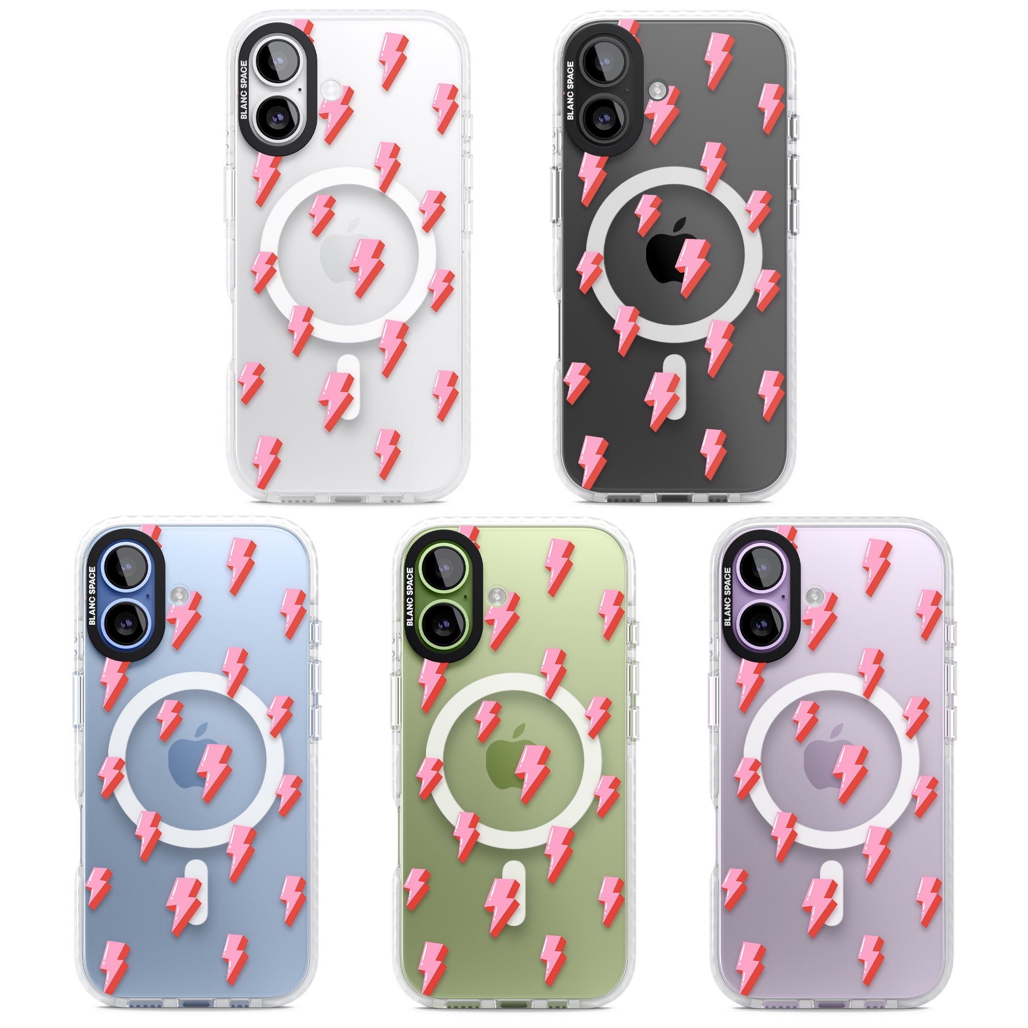 Pink Bolt Pattern iPhone 17 Impact Pro Clear Phone Case APT Impact Protection