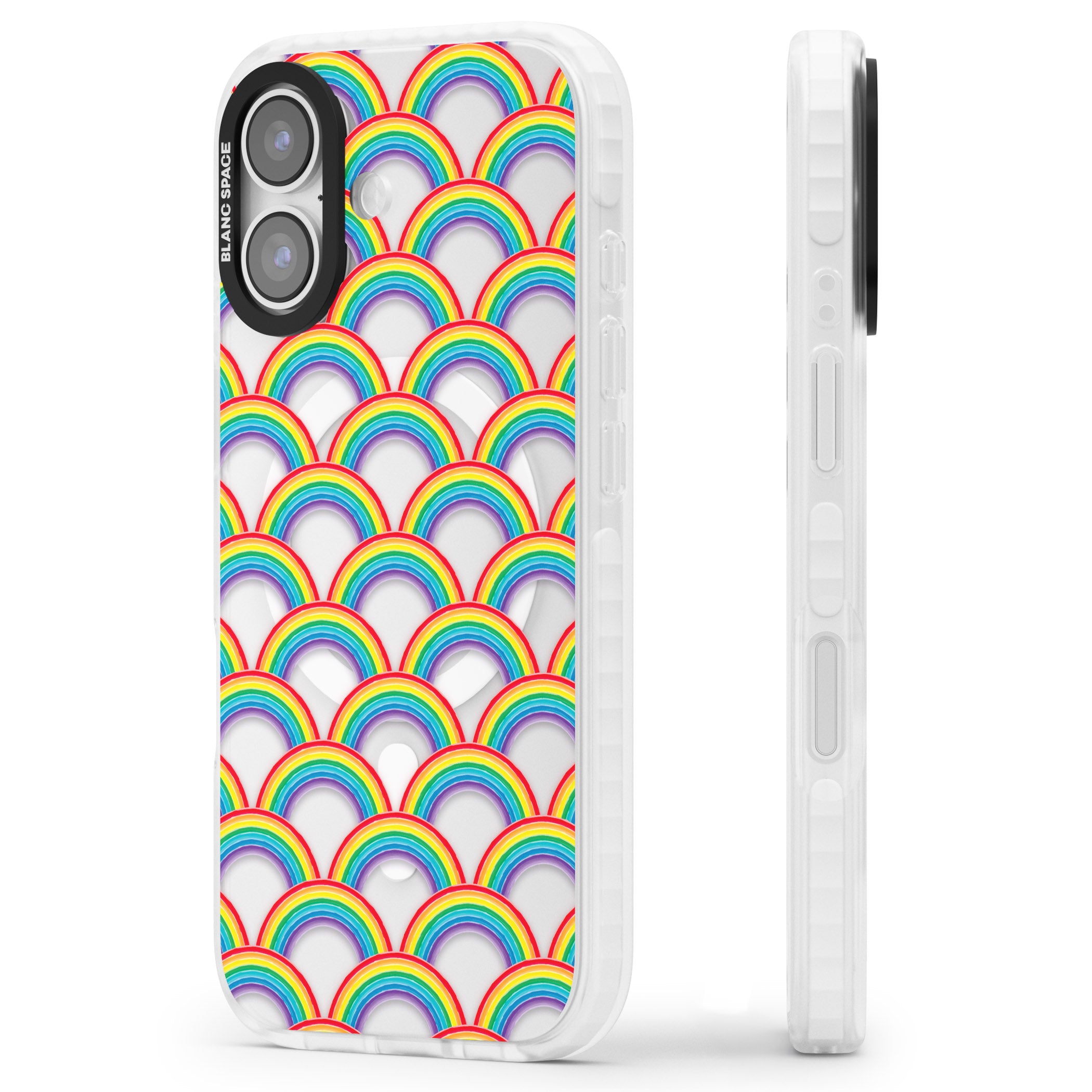 Rainbow Arc Pattern iPhone 17 Impact Pro Clear Phone Case Side Profile