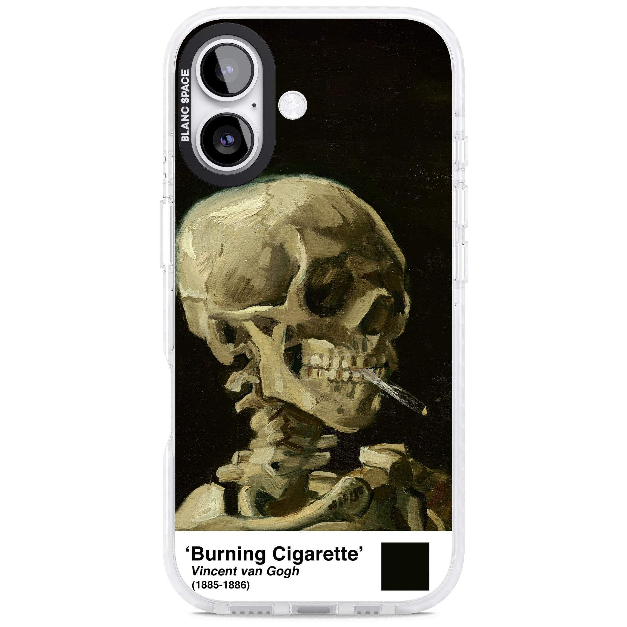 Skull Of A Skeleton With Burning Cigarette iPhone 17 Impact Pro Clear Phone Case