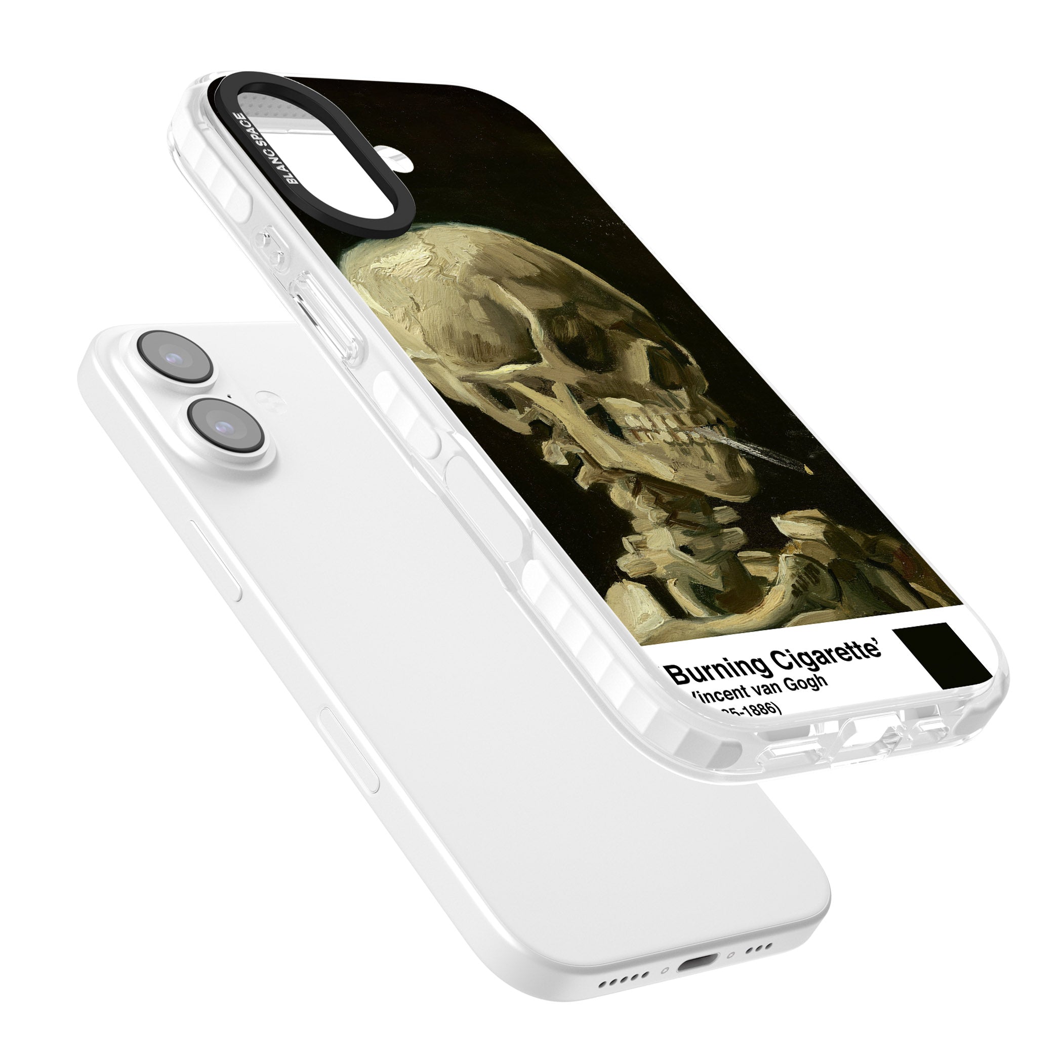 Skull Of A Skeleton With Burning Cigarette iPhone 17 Impact Pro Clear Phone Case Colours