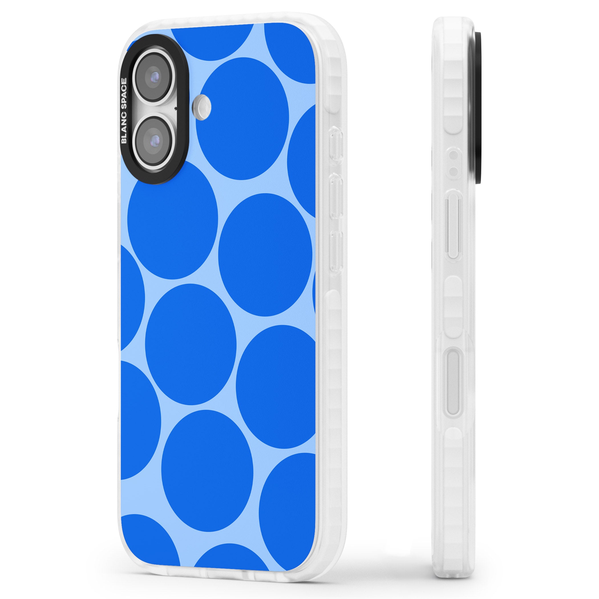 Retro Blue Dot iPhone 17 Impact Pro Clear Phone Case Side Profile