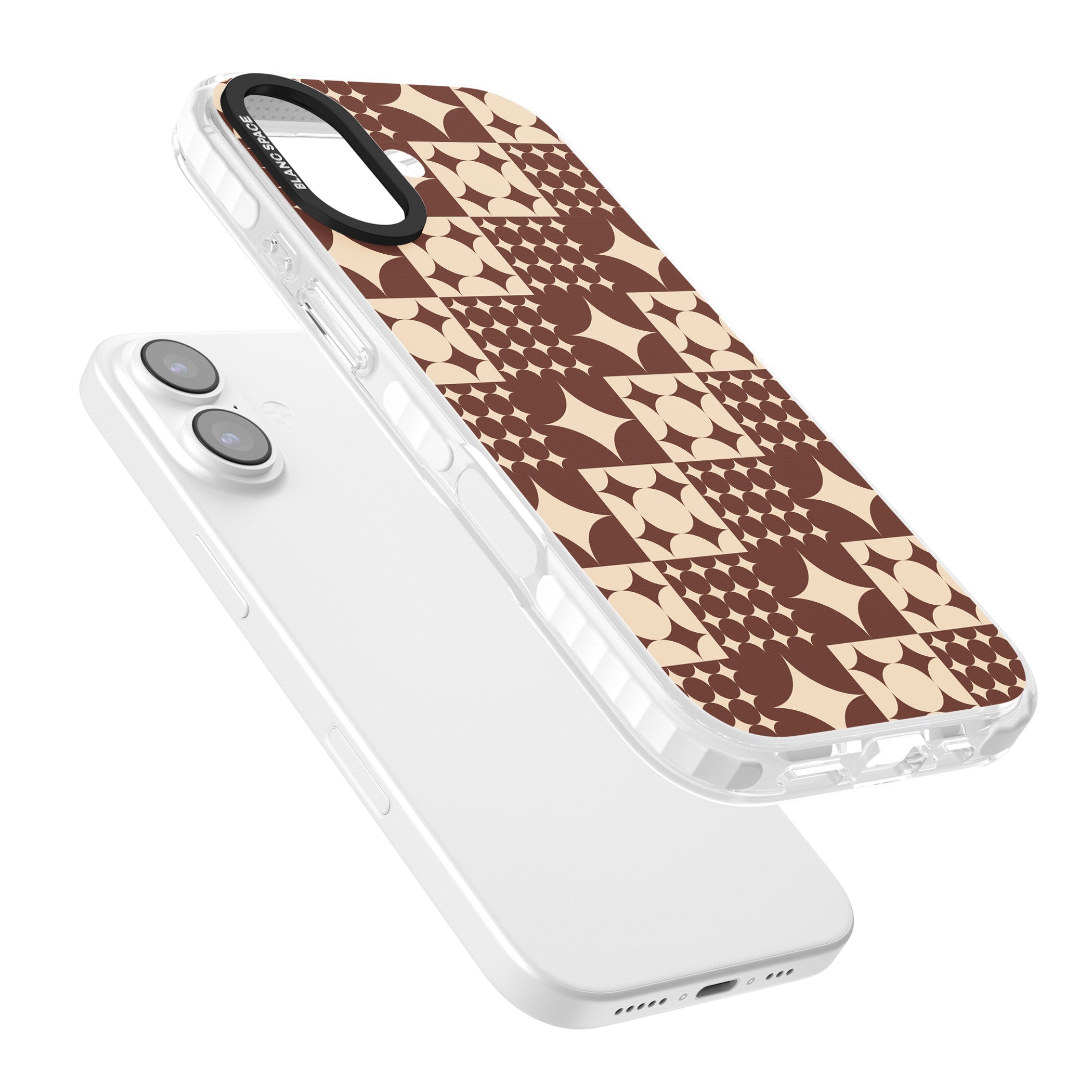 Mid Century Brown Checked iPhone 17 Impact Pro Clear Phone Case Colours