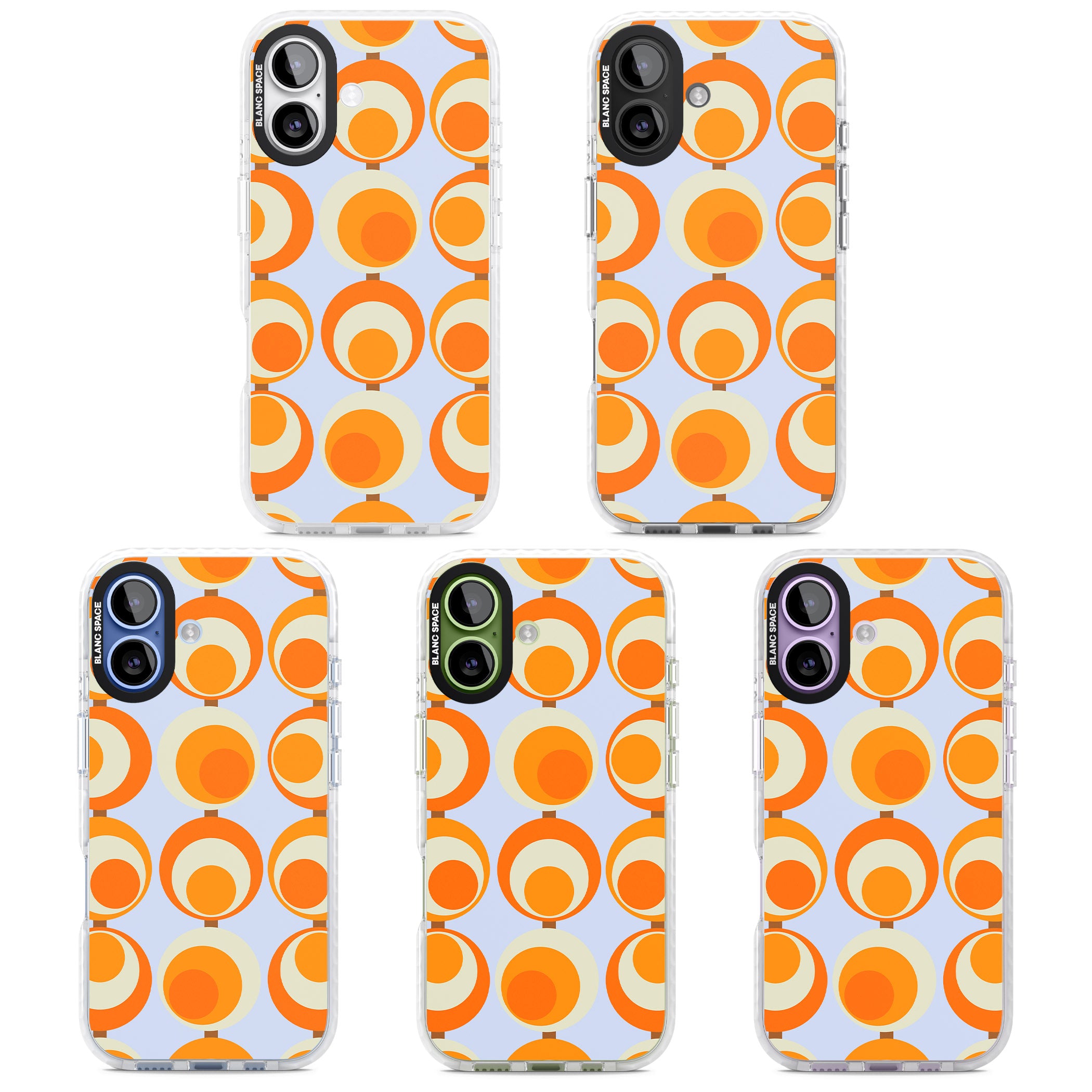Mid Century Blue Orange Pattern iPhone 17 Impact Pro Clear Phone Case APT Impact Protection