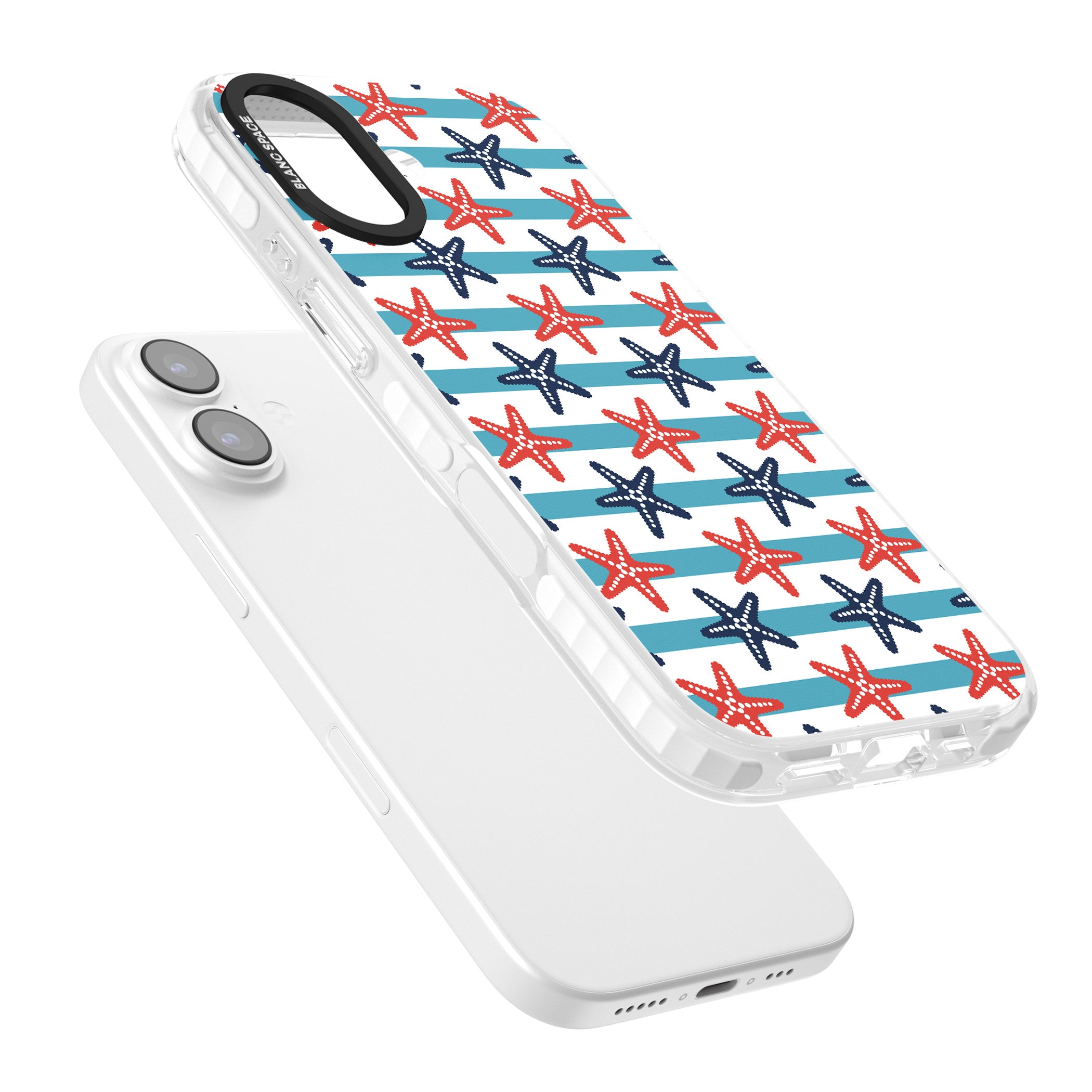 Nautical Starfish Stripe iPhone 17 Impact Pro Clear Phone Case Colours