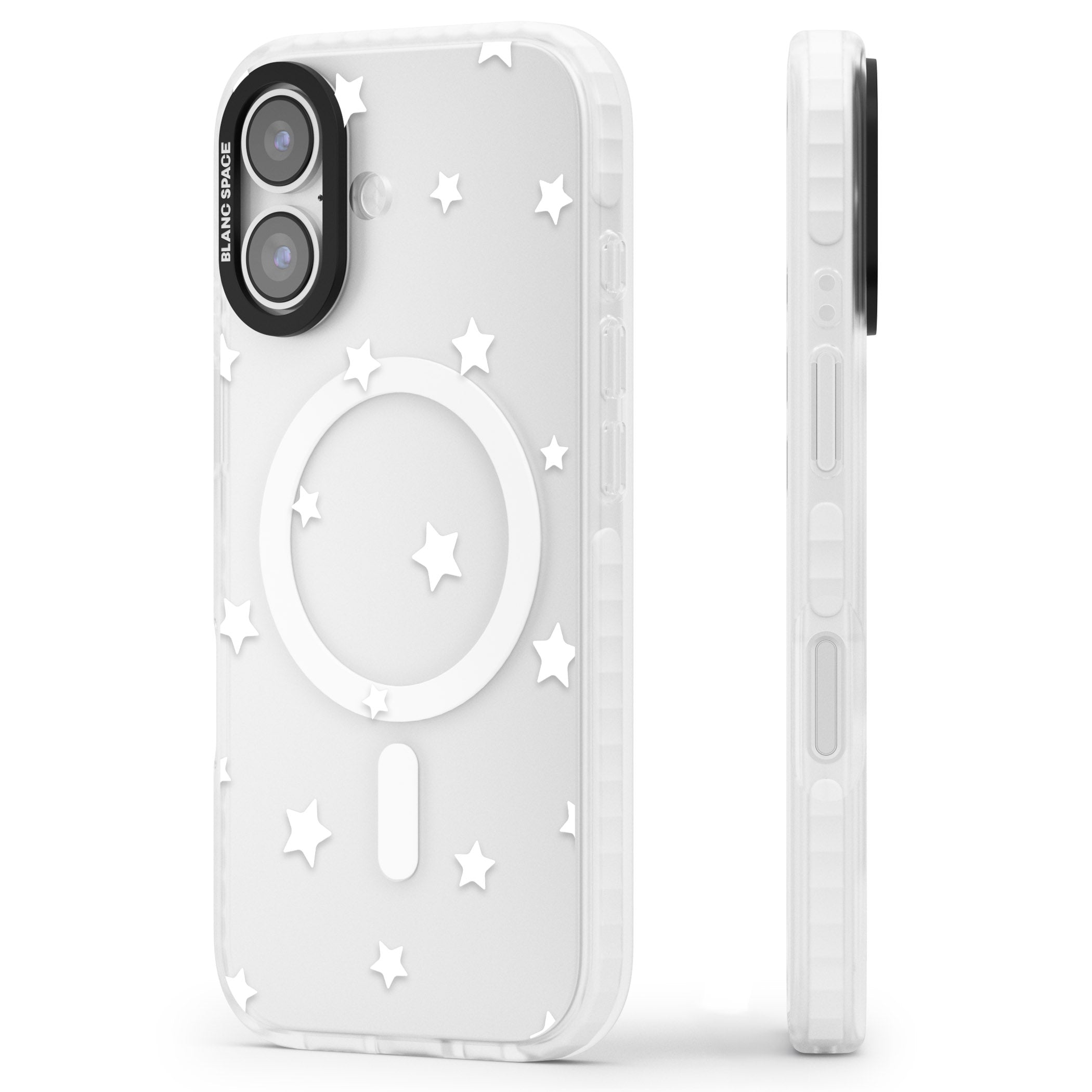 Starry Night White Stars iPhone 17 Impact Pro Clear Phone Case Side Profile
