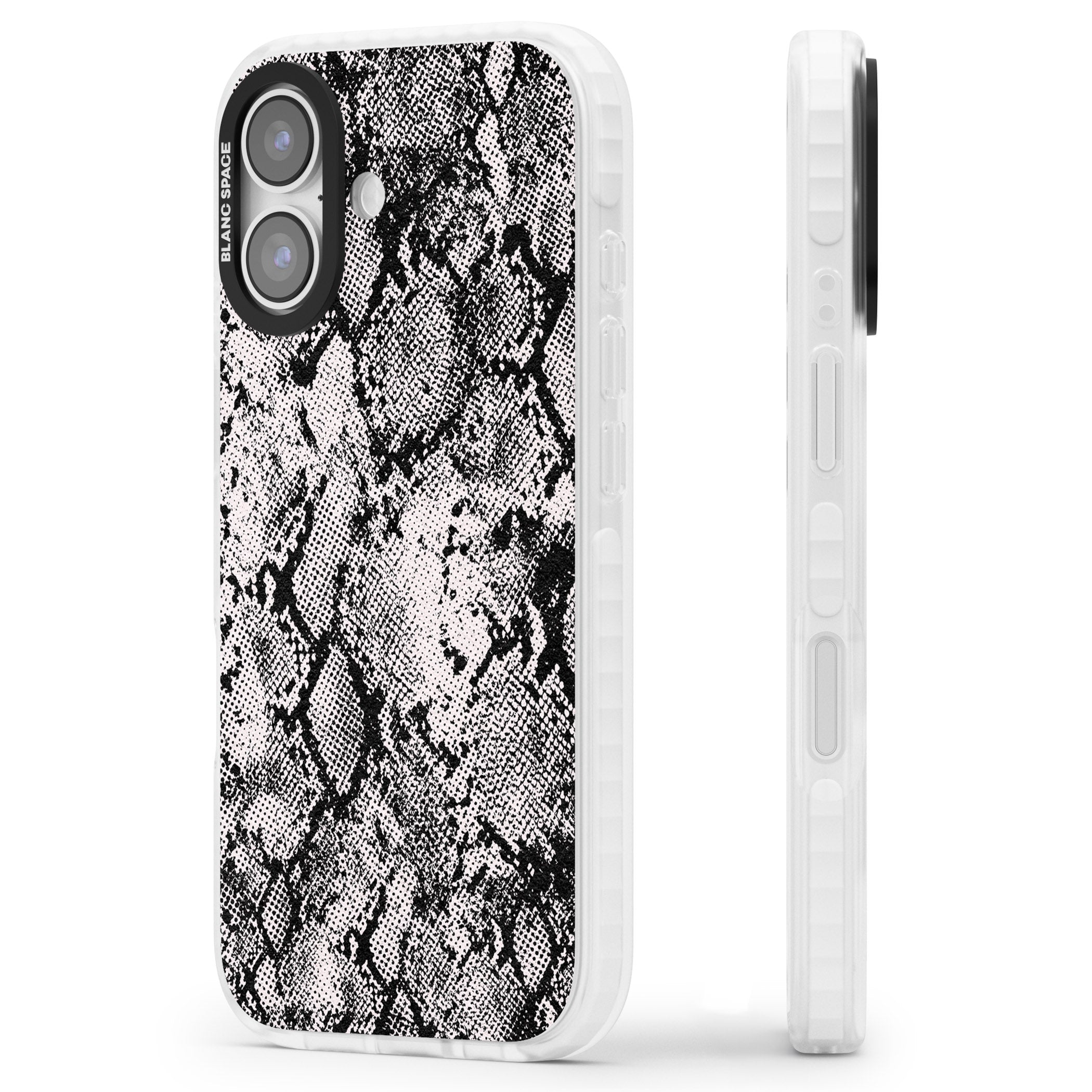 Pastel Snakeskin Grey iPhone 17 Impact Pro Clear Phone Case Side Profile
