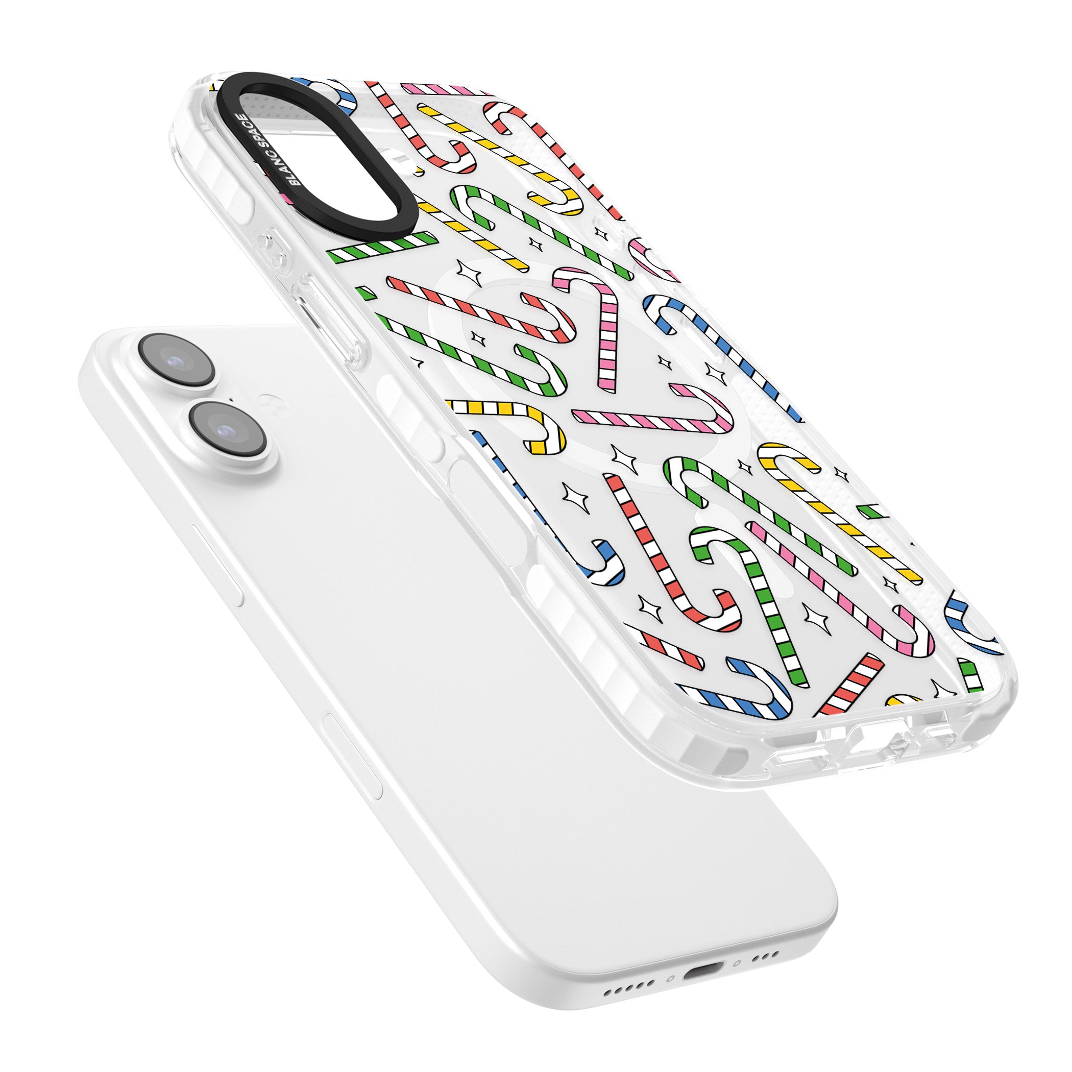 Colourful Stars & Candy Canes iPhone 17 Impact Pro Clear Phone Case Colours