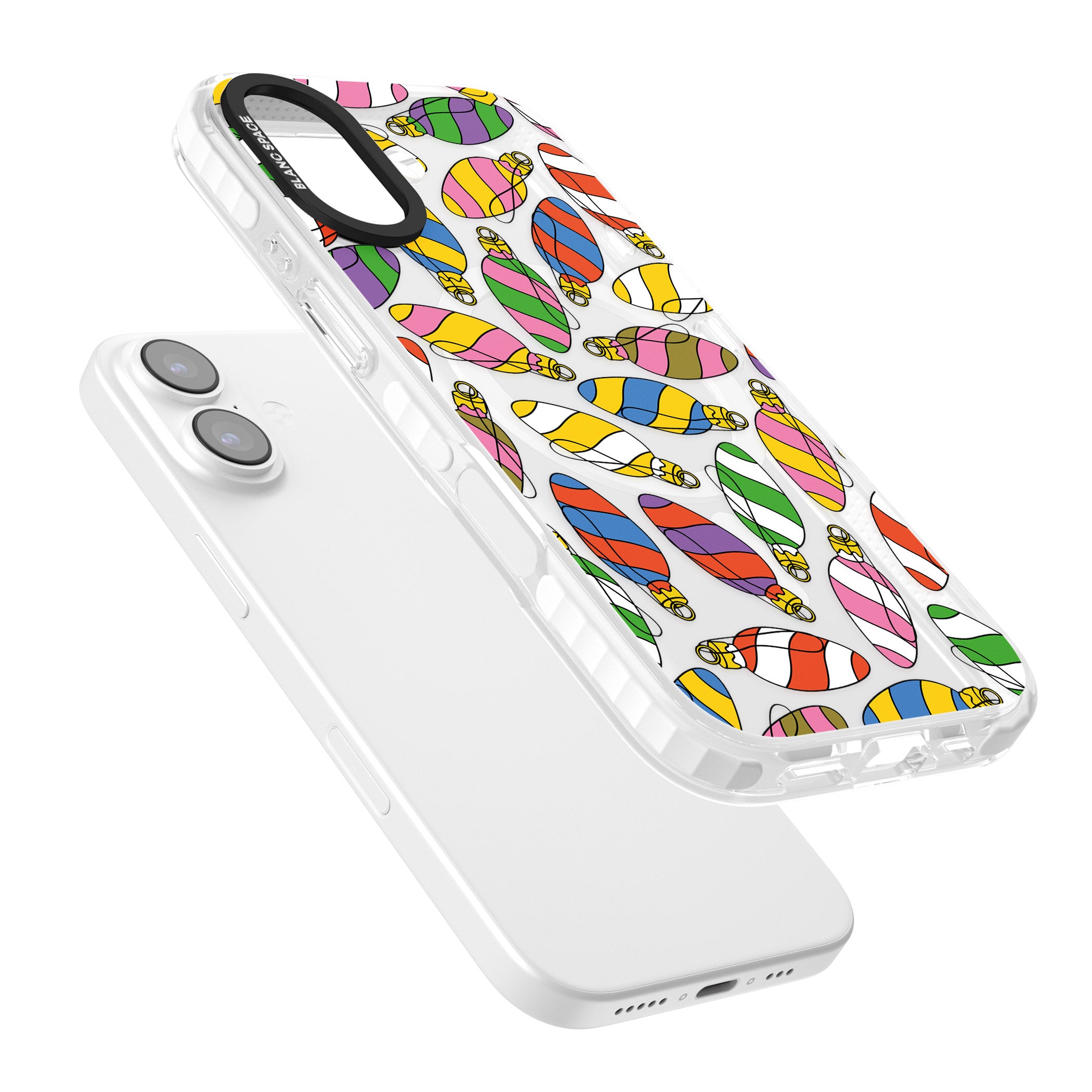 Colourful Holiday Ornaments iPhone 17 Impact Pro Clear Phone Case Colours