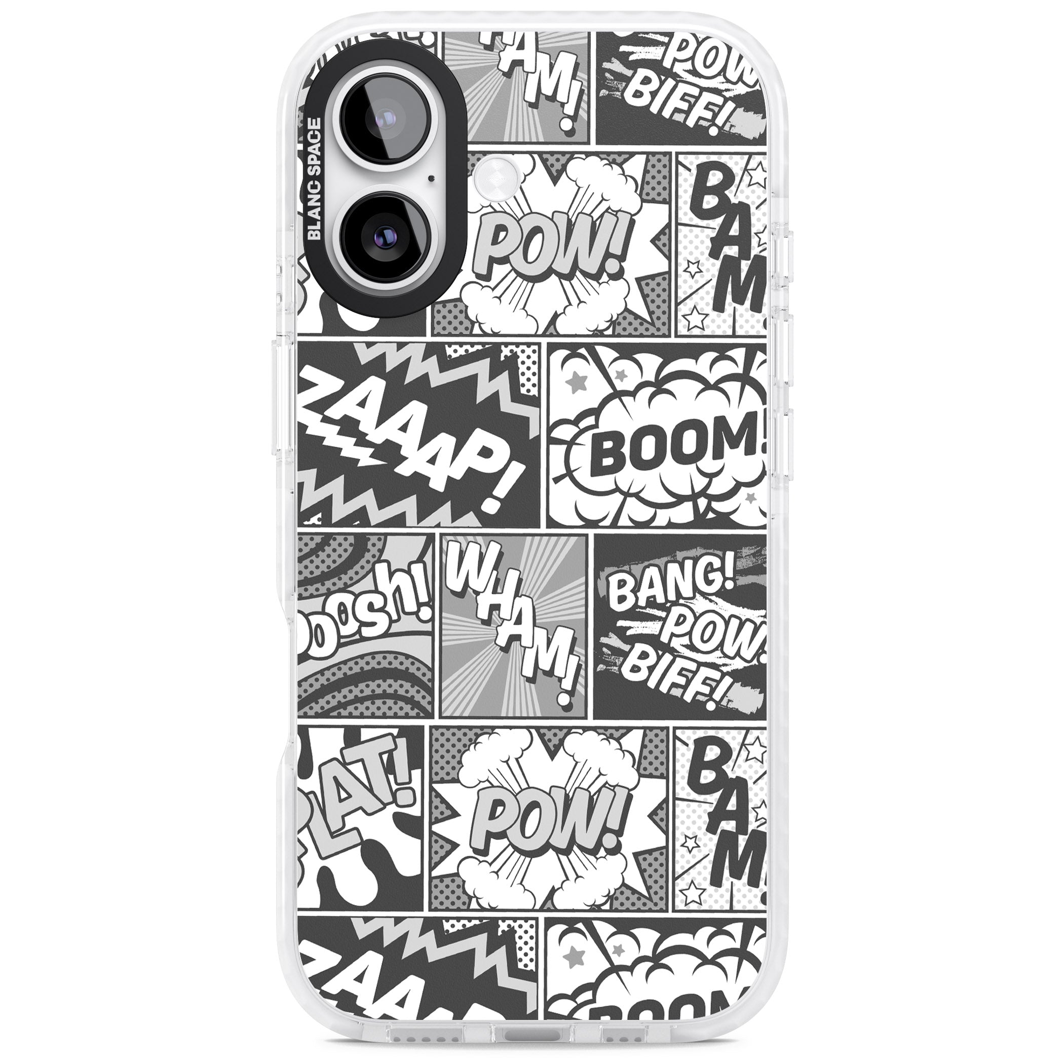 Onomatopoeia (Black & White) iPhone 17 Impact Pro Clear Phone Case