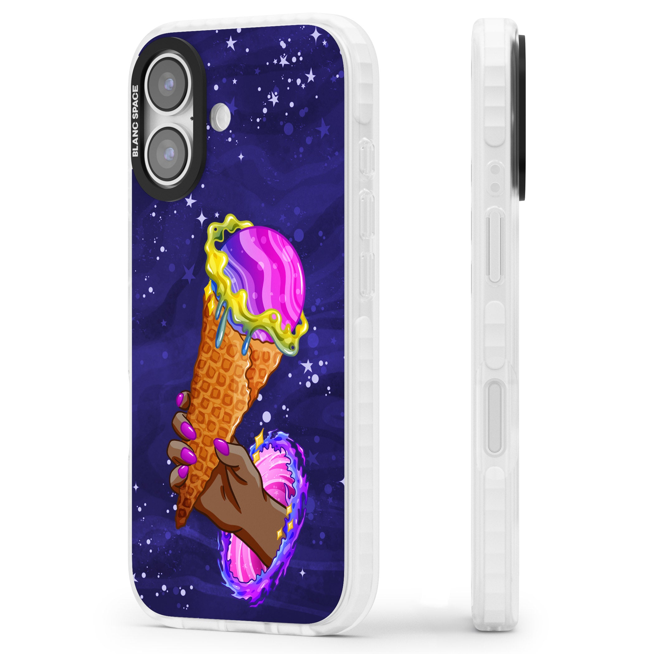 Interdimensional Ice Cream iPhone 17 Impact Pro Clear Phone Case Side Profile