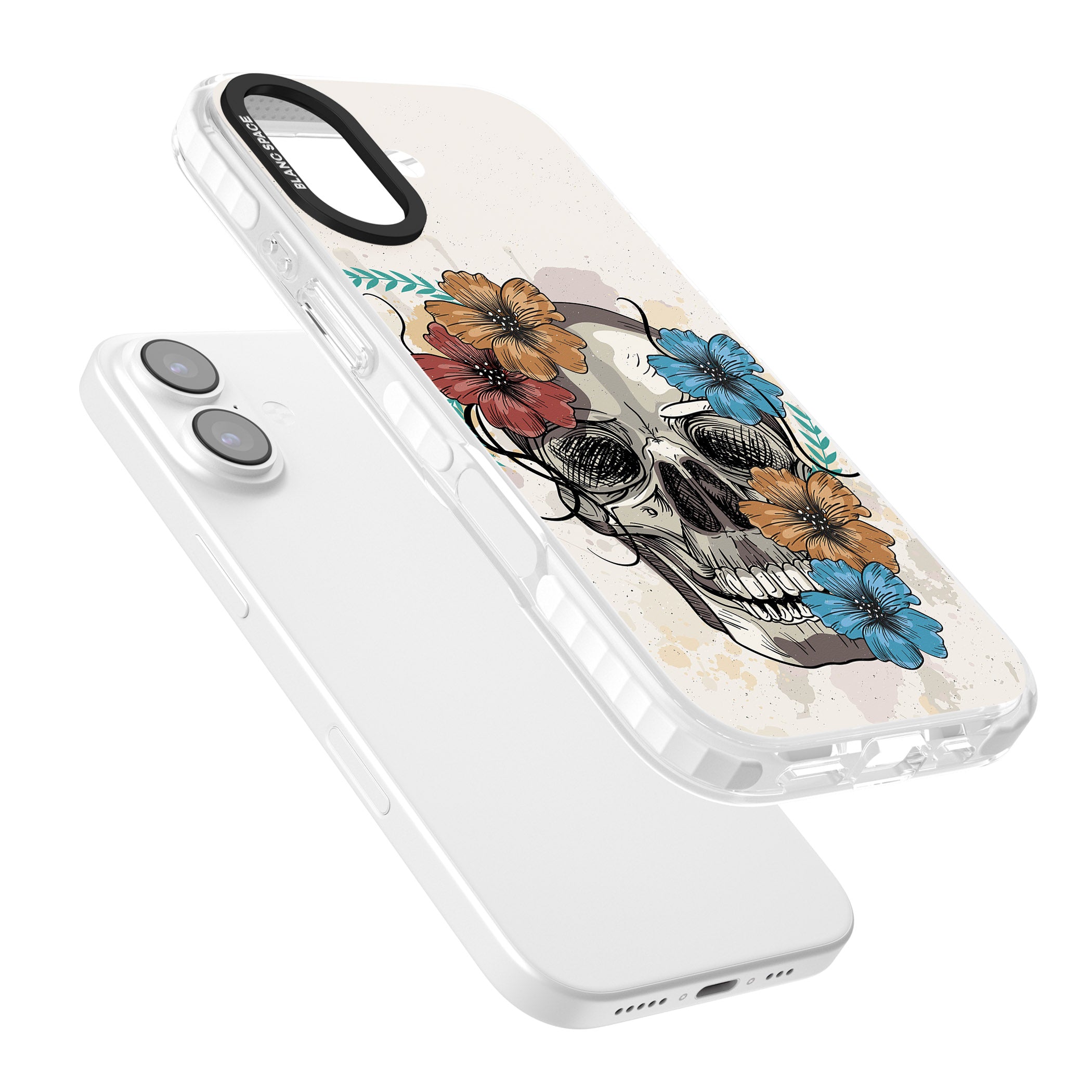 Sugar Skull Floral iPhone 17 Impact Pro Clear Phone Case Colours