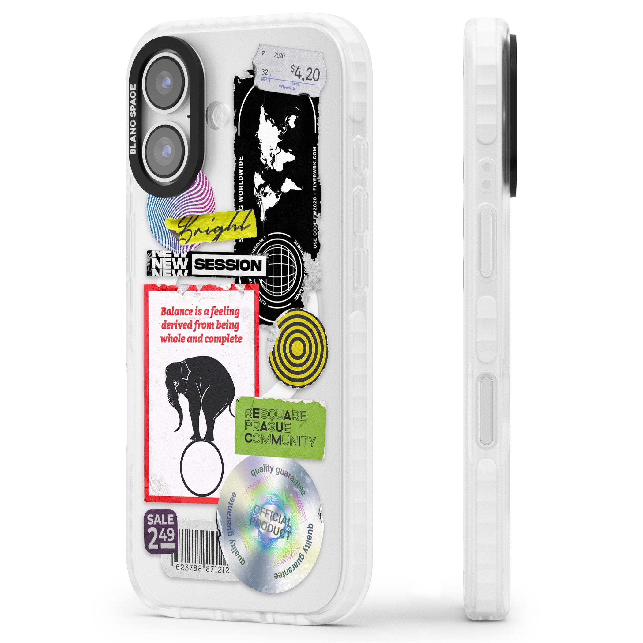 Peeled Sticker Mix iPhone 17 Impact Pro Clear Phone Case Side Profile