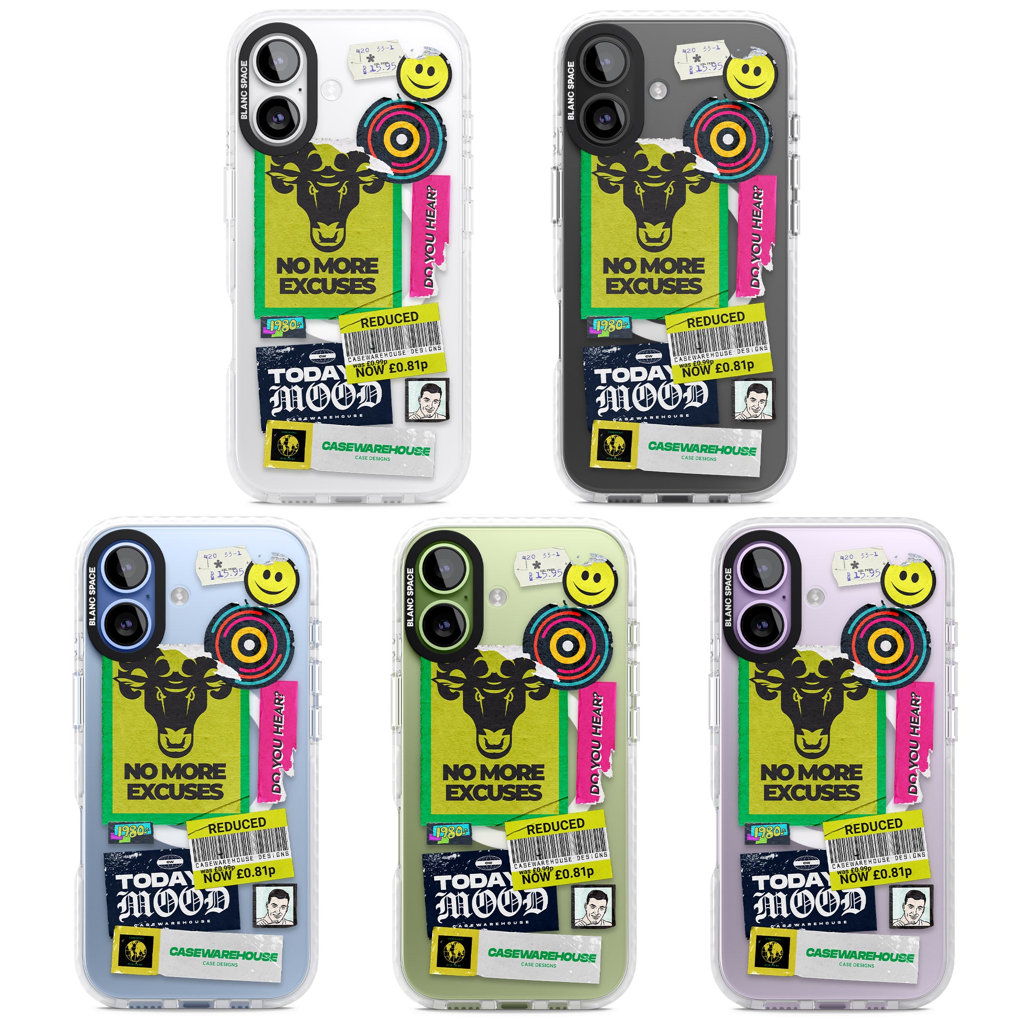 No More Excuses Sticker Mix iPhone 17 Impact Pro Clear Phone Case APT Impact Protection