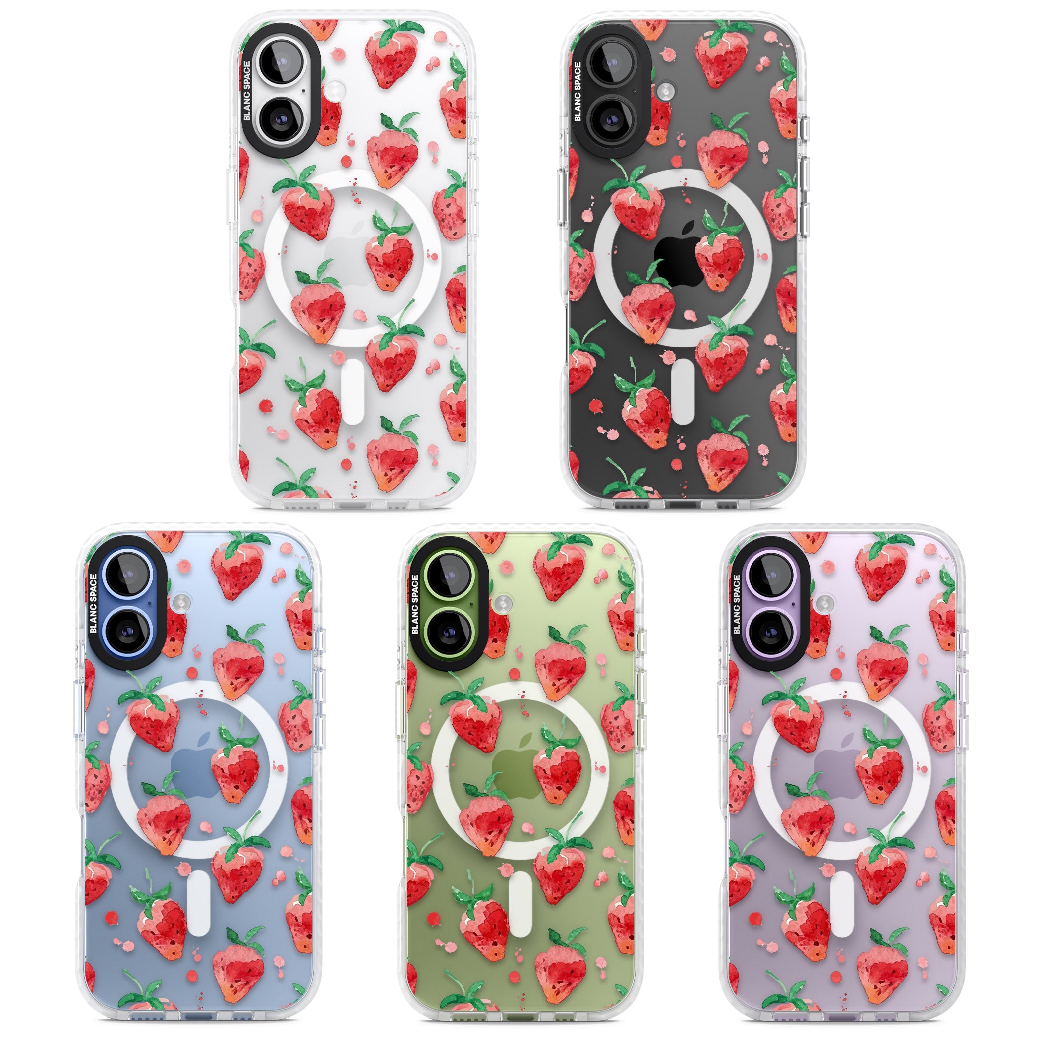 Strawberry Watercolour iPhone 17 Impact Pro Clear Phone Case APT Impact Protection
