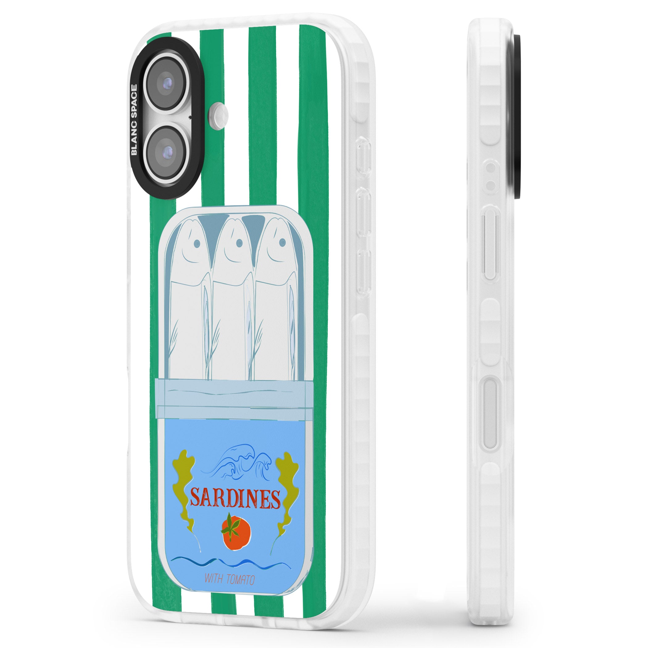 Italian Coastal Sardines iPhone 17 Impact Pro Clear Phone Case Side Profile