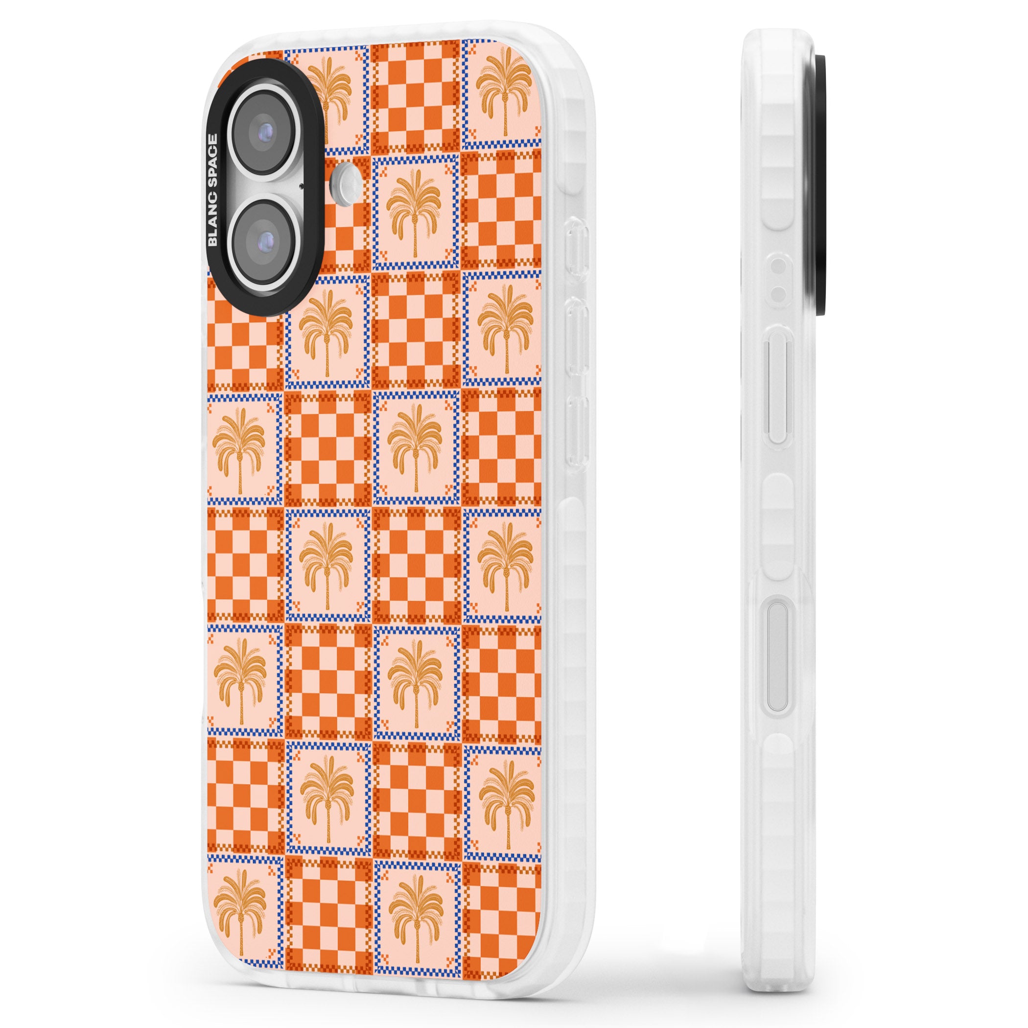 Terracotta Summer Checked iPhone 17 Impact Pro Clear Phone Case Side Profile