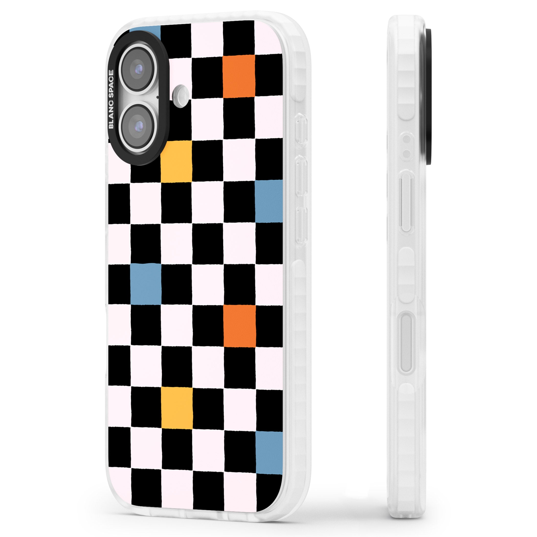 Vibrant Retro Checkered iPhone 17 Impact Pro Clear Phone Case Side Profile