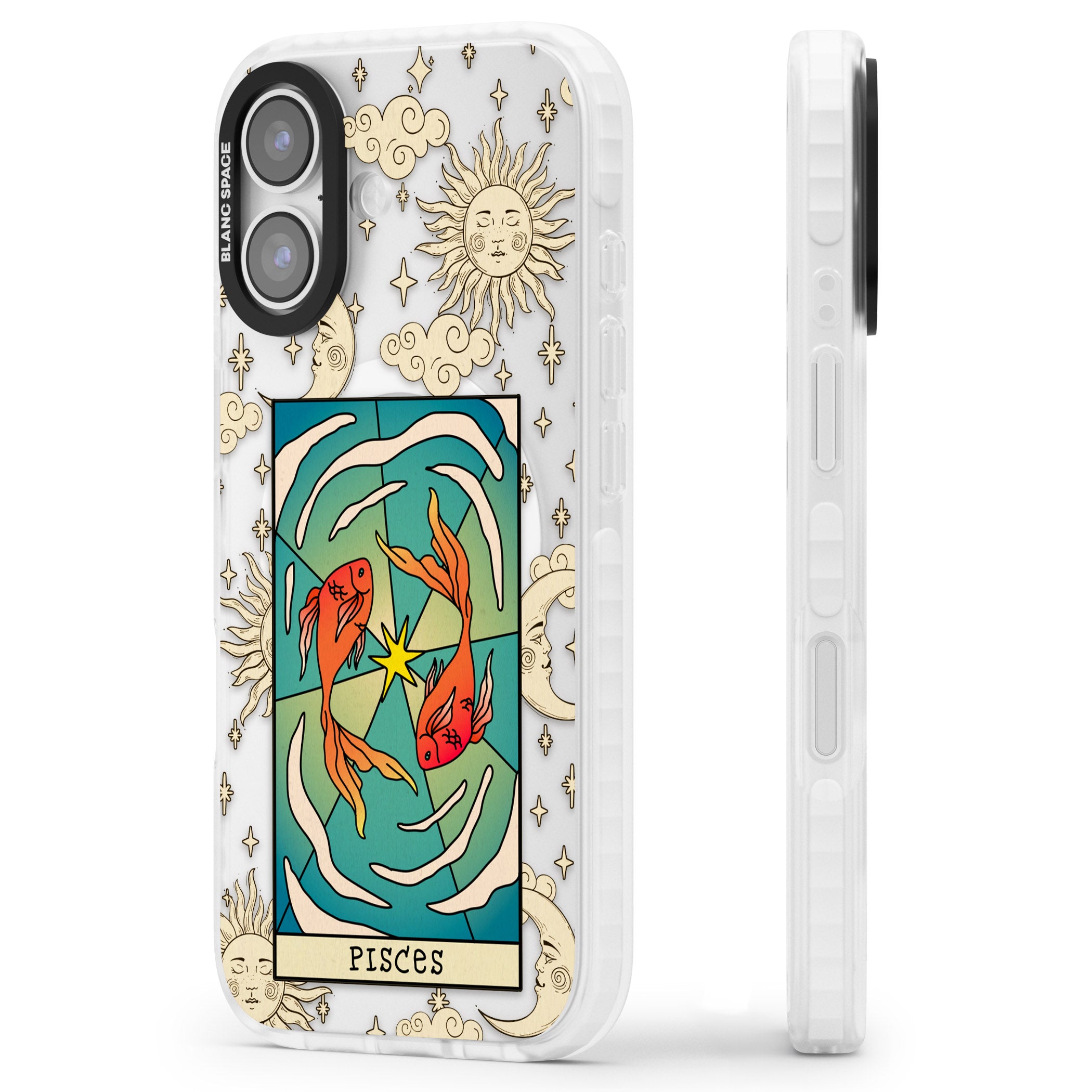 Celestial Zodiac Pisces iPhone 17 Impact Pro Clear Phone Case Side Profile