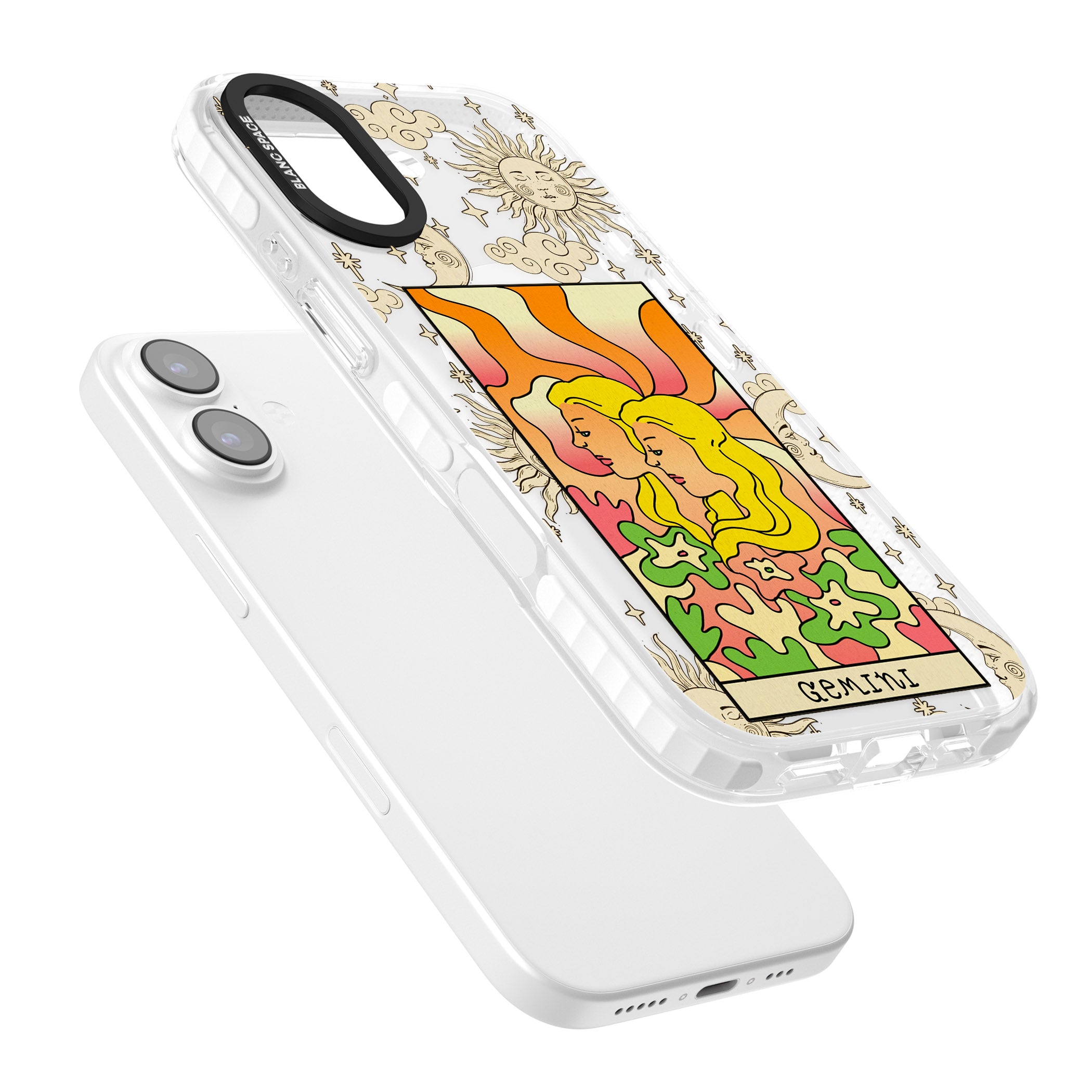 Celestial Zodiac Gemini iPhone 17 Impact Pro Clear Phone Case Colours