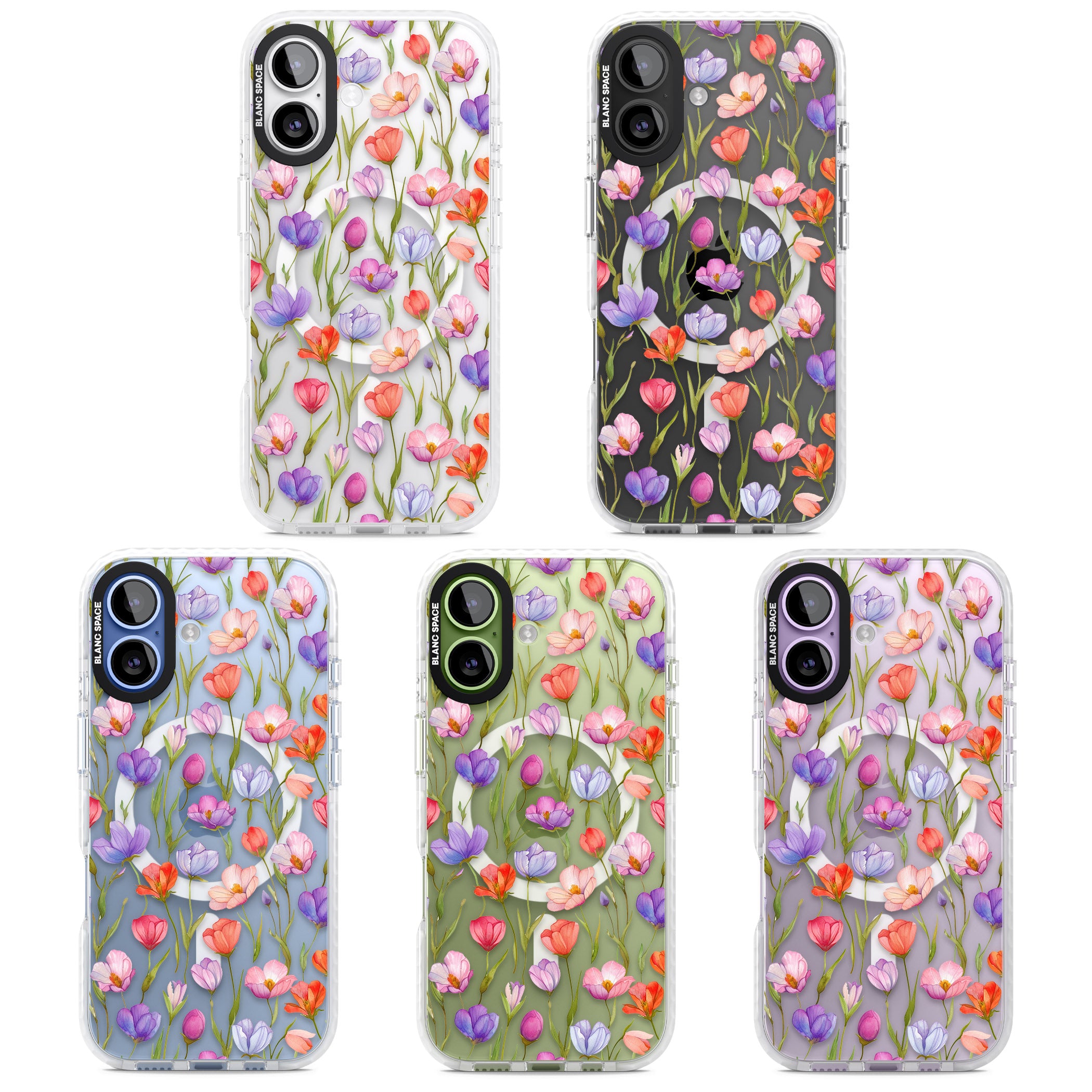 Red, Pink & Purple Flowers iPhone 17 Impact Pro Clear Phone Case APT Impact Protection