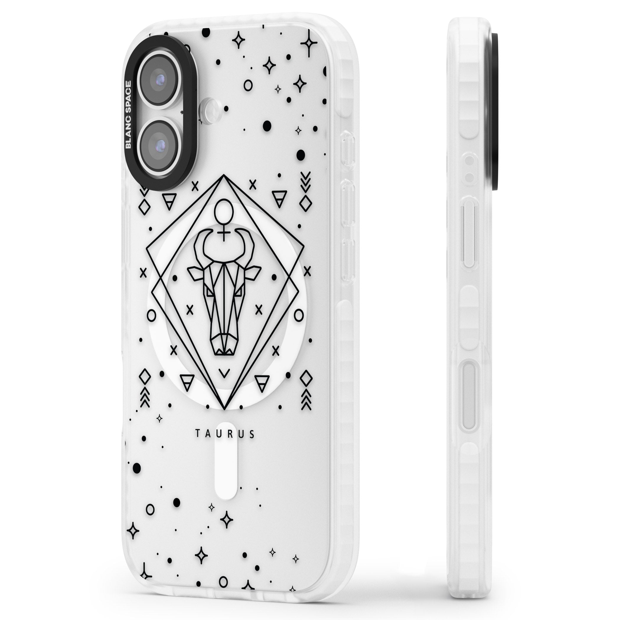 Taurus Emblem iPhone 17 Impact Pro Clear Phone Case Side Profile