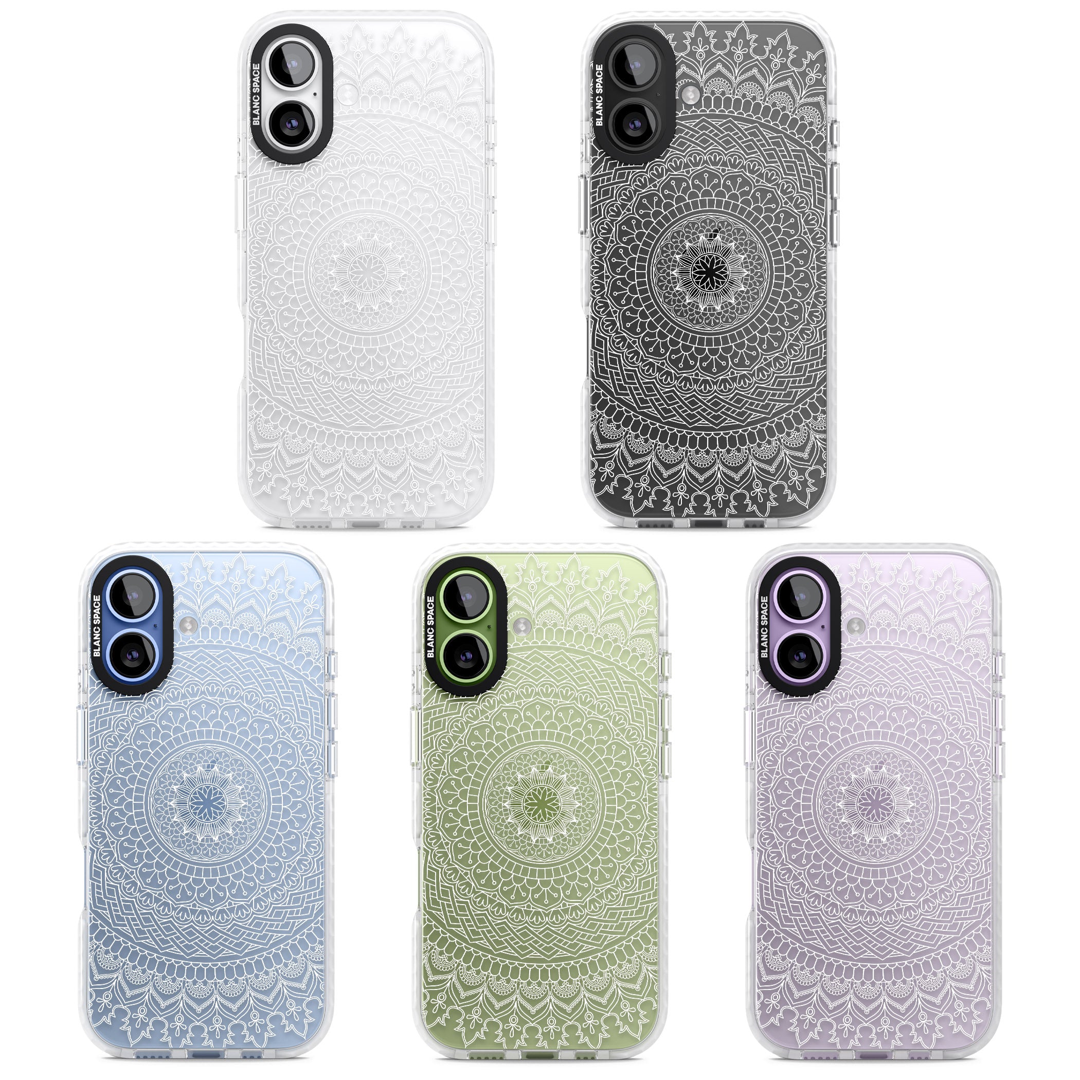 Intricate White Mandala iPhone 17 Impact Clear Phone Case APT Impact Protection